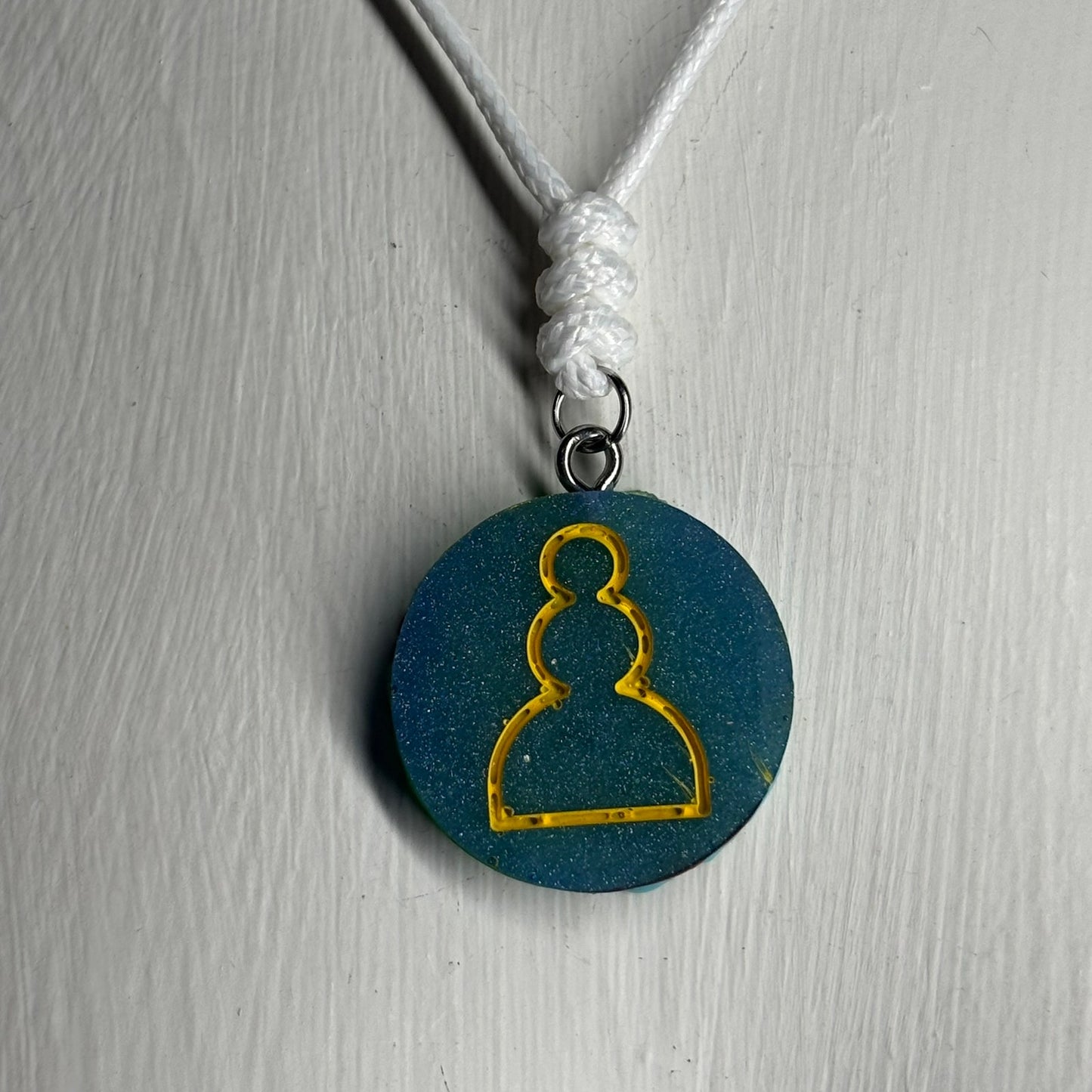 Blue/Green Pawn - Handmade Resin Chess Necklace