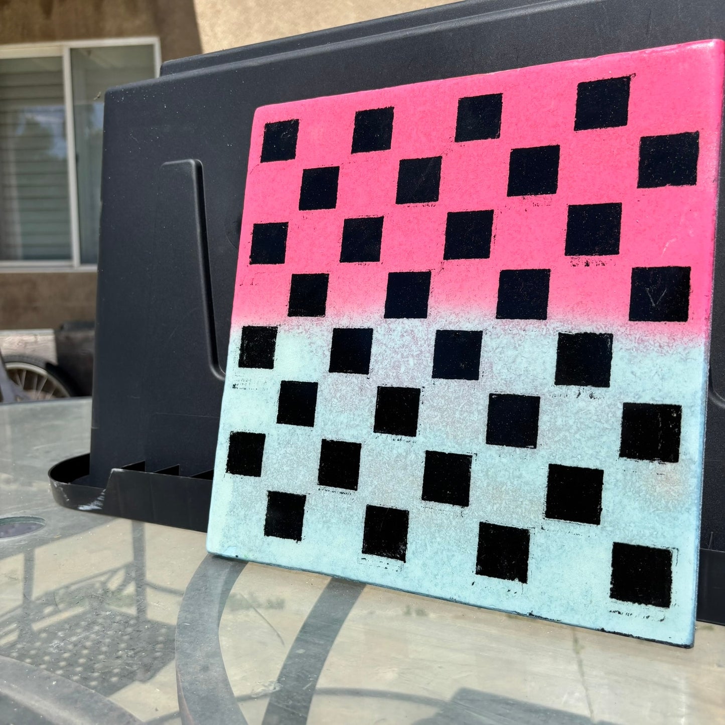 Pink Blue Color Mix - Resin Coated Chess Board