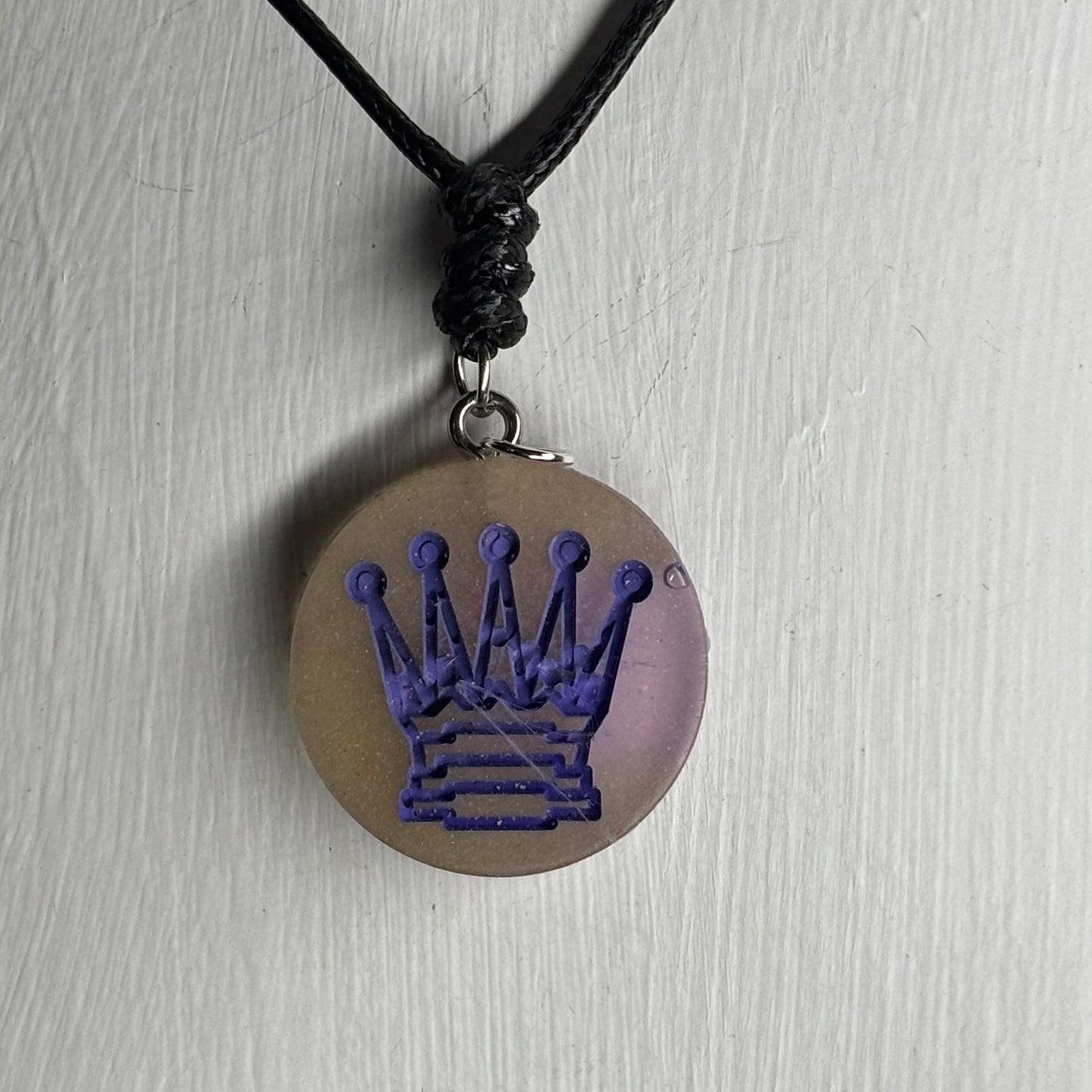 Purple Print Queen - Handmade Resin Chess Necklace