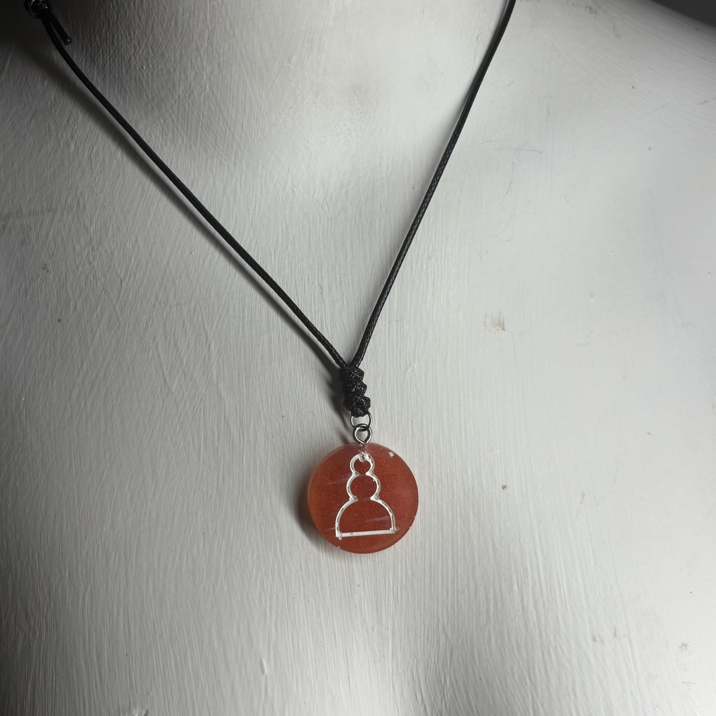 Amber Orange Pawn - Handmade Resin Chess Necklace