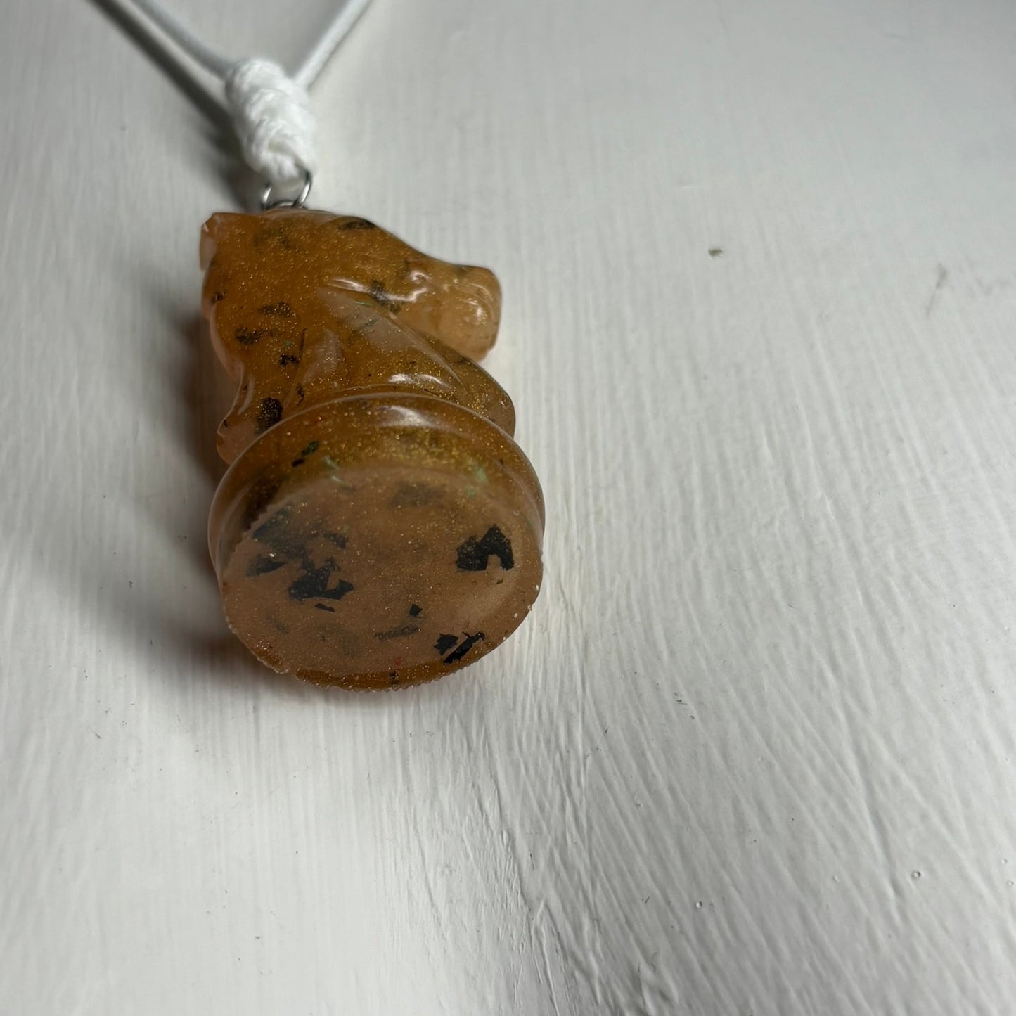 Spotted Yellow Knight - Handmade Resin Chess Necklace