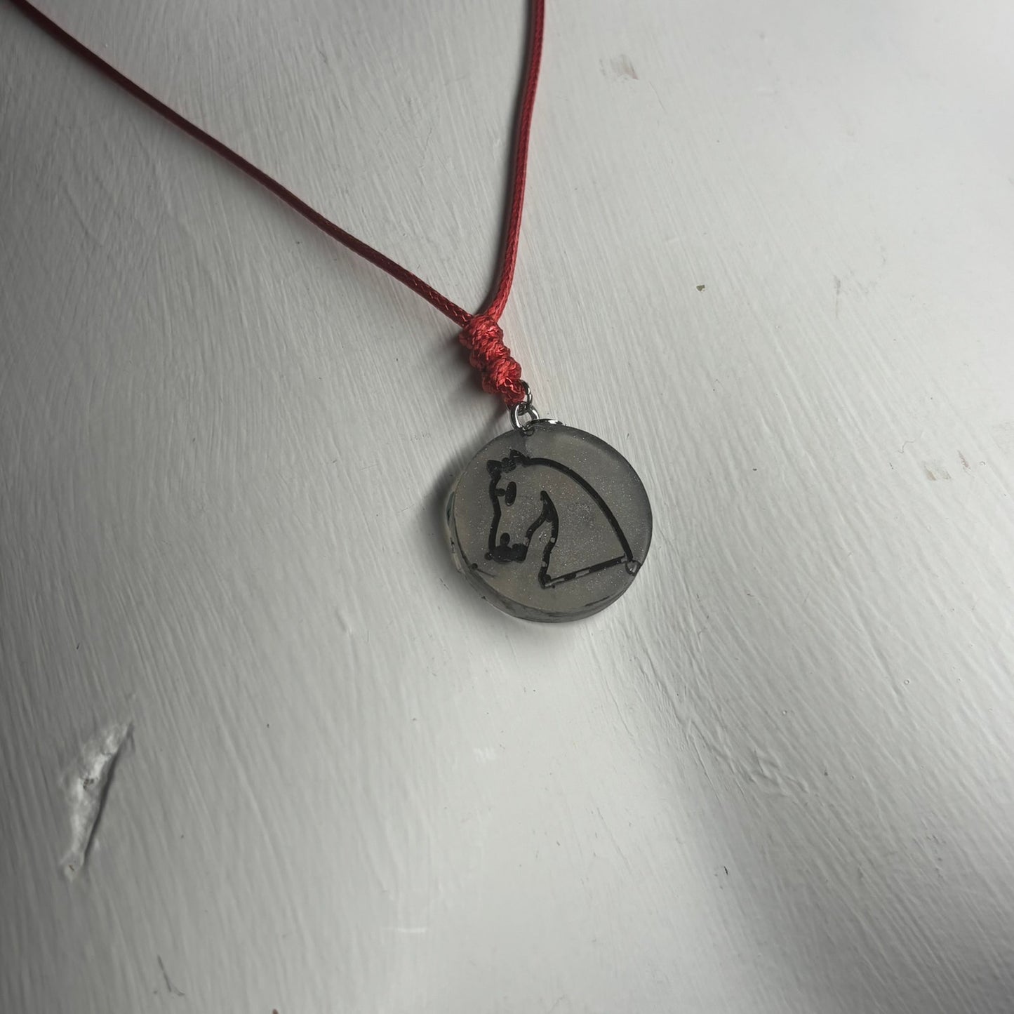 Silver Knight - Handmade Resin Chess Necklace