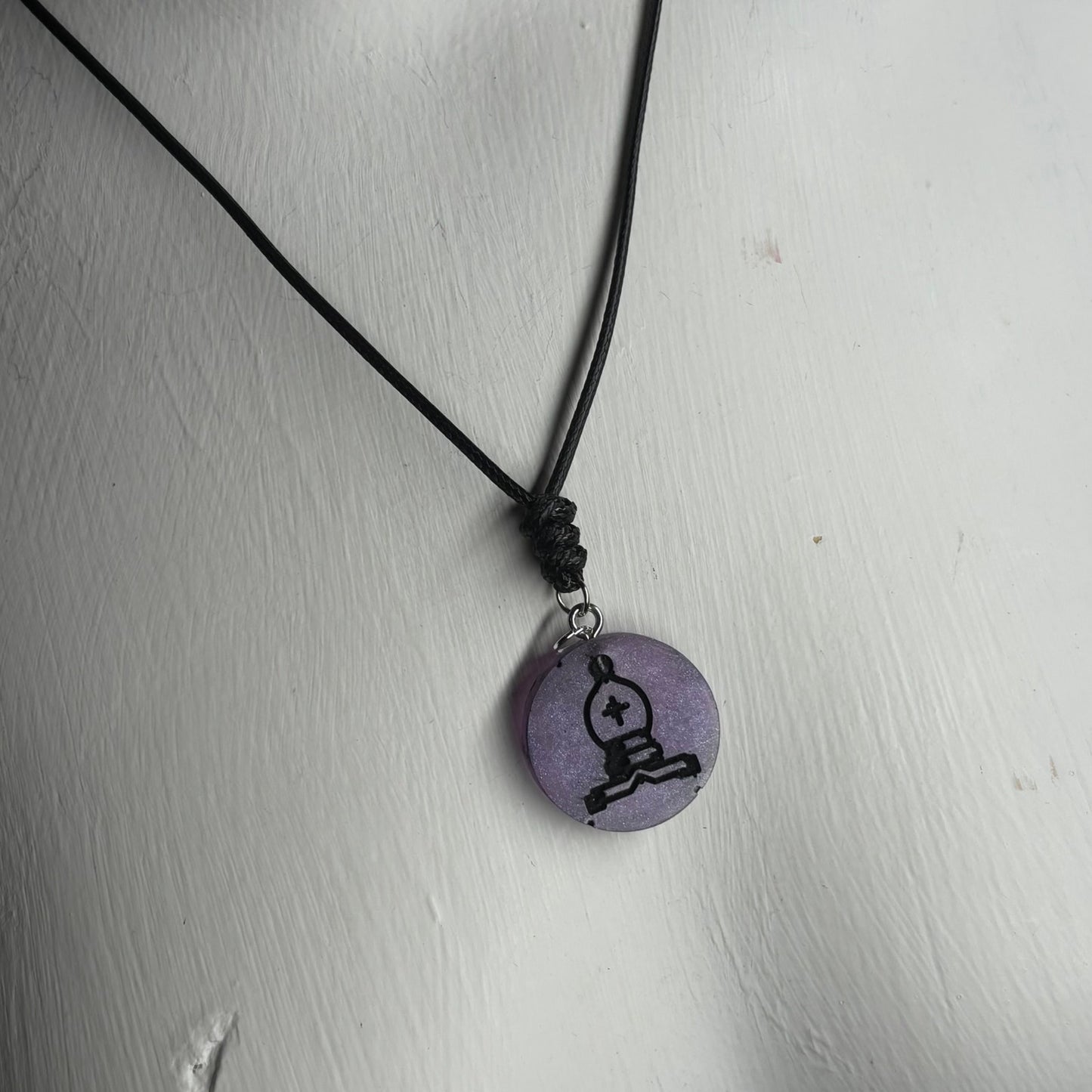 Purple Bishop - Handmade Resin Chess Necklace