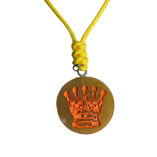 Cream Orange Queen - Handmade Resin Chess Necklace