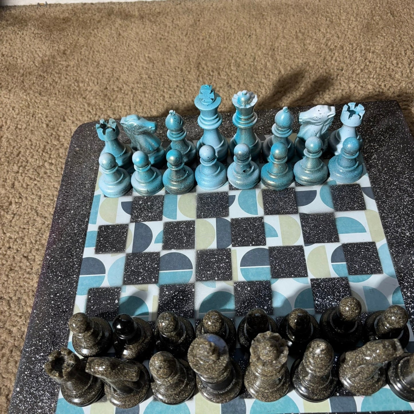 Vintage Blue - Large Deluxe Chess Set