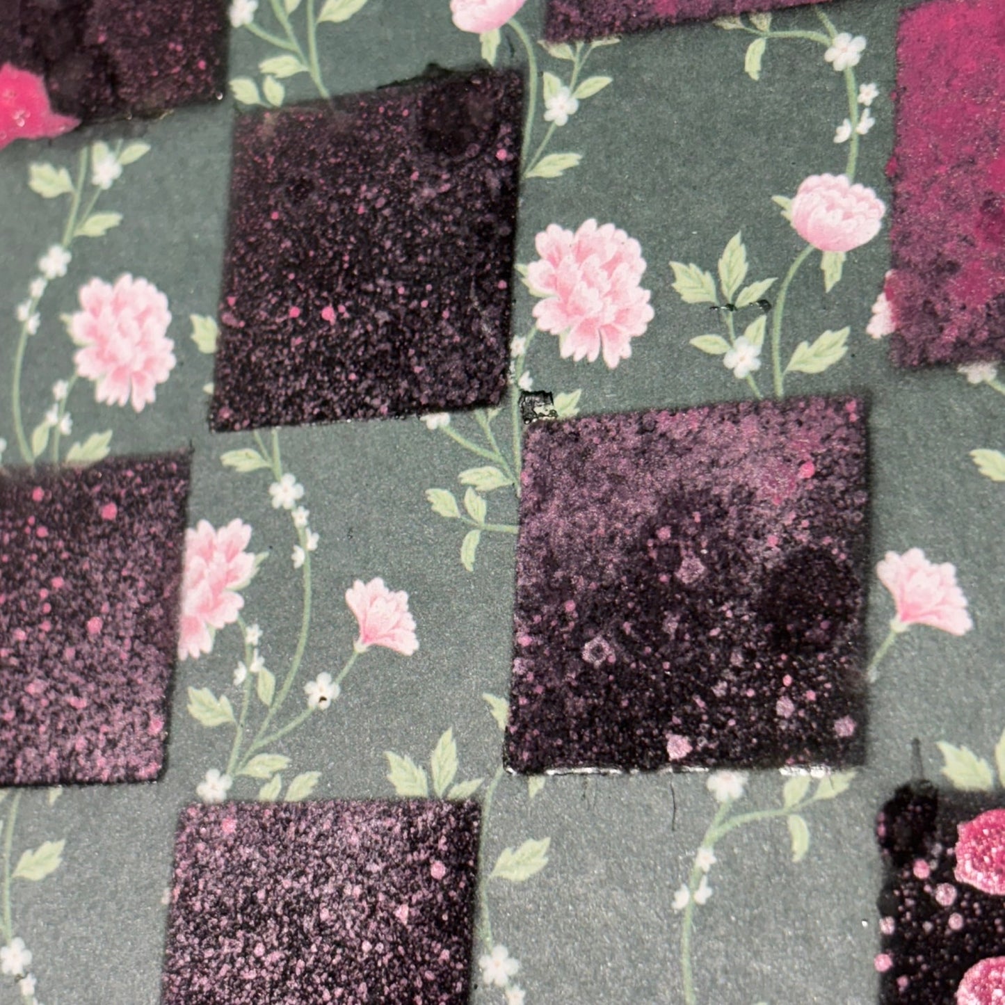 Splattered Pink Green - Scrapbook Chess Board