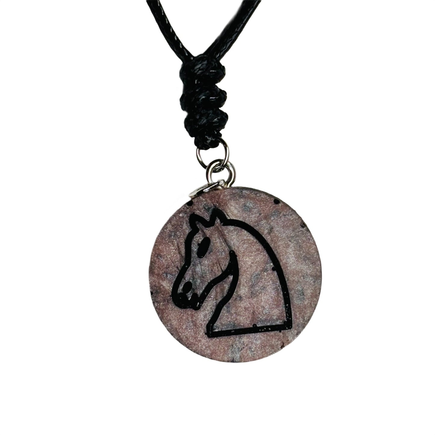 Stone Colored Knight - Handmade Resin Chess Necklace