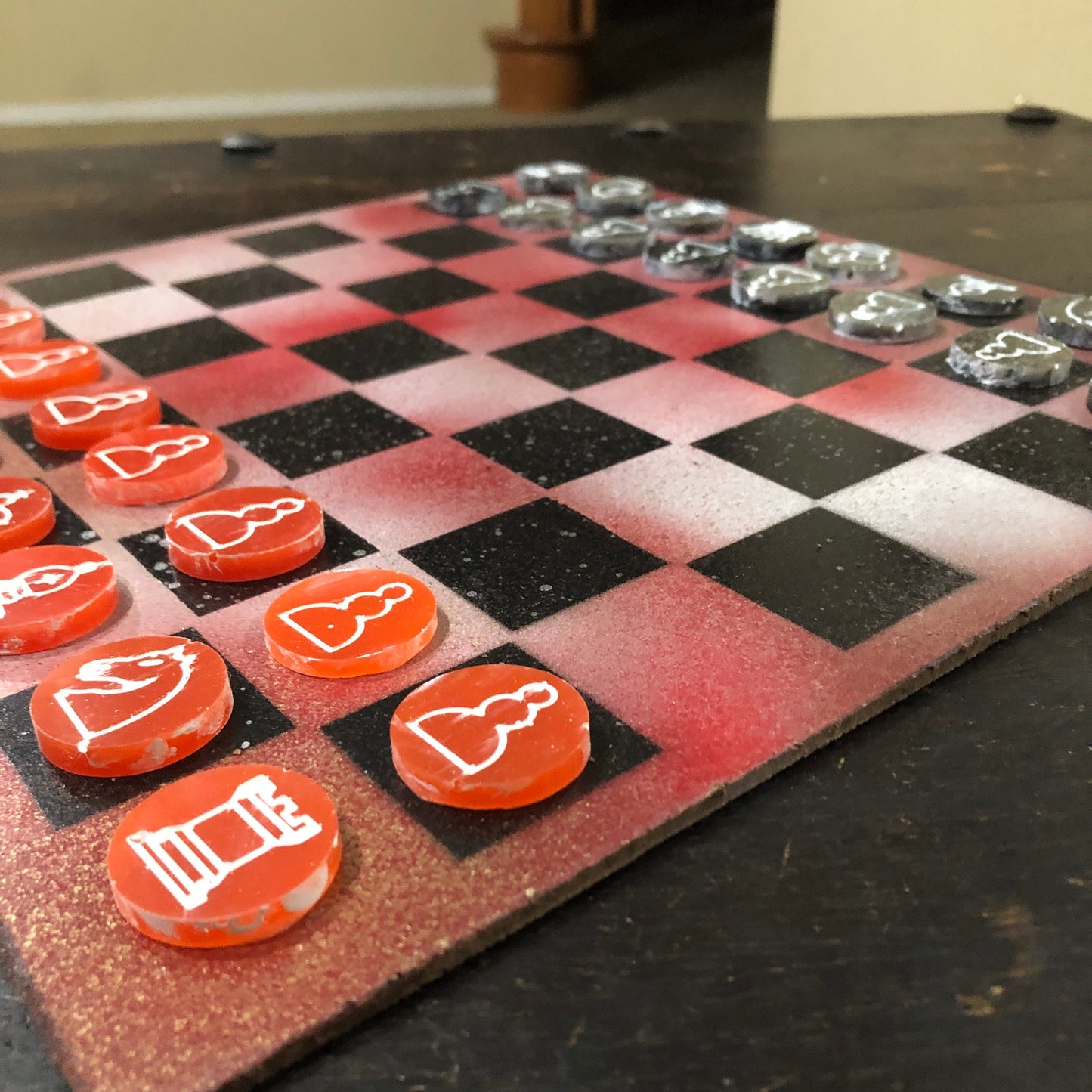 Hue Red - Painted Chess Set
