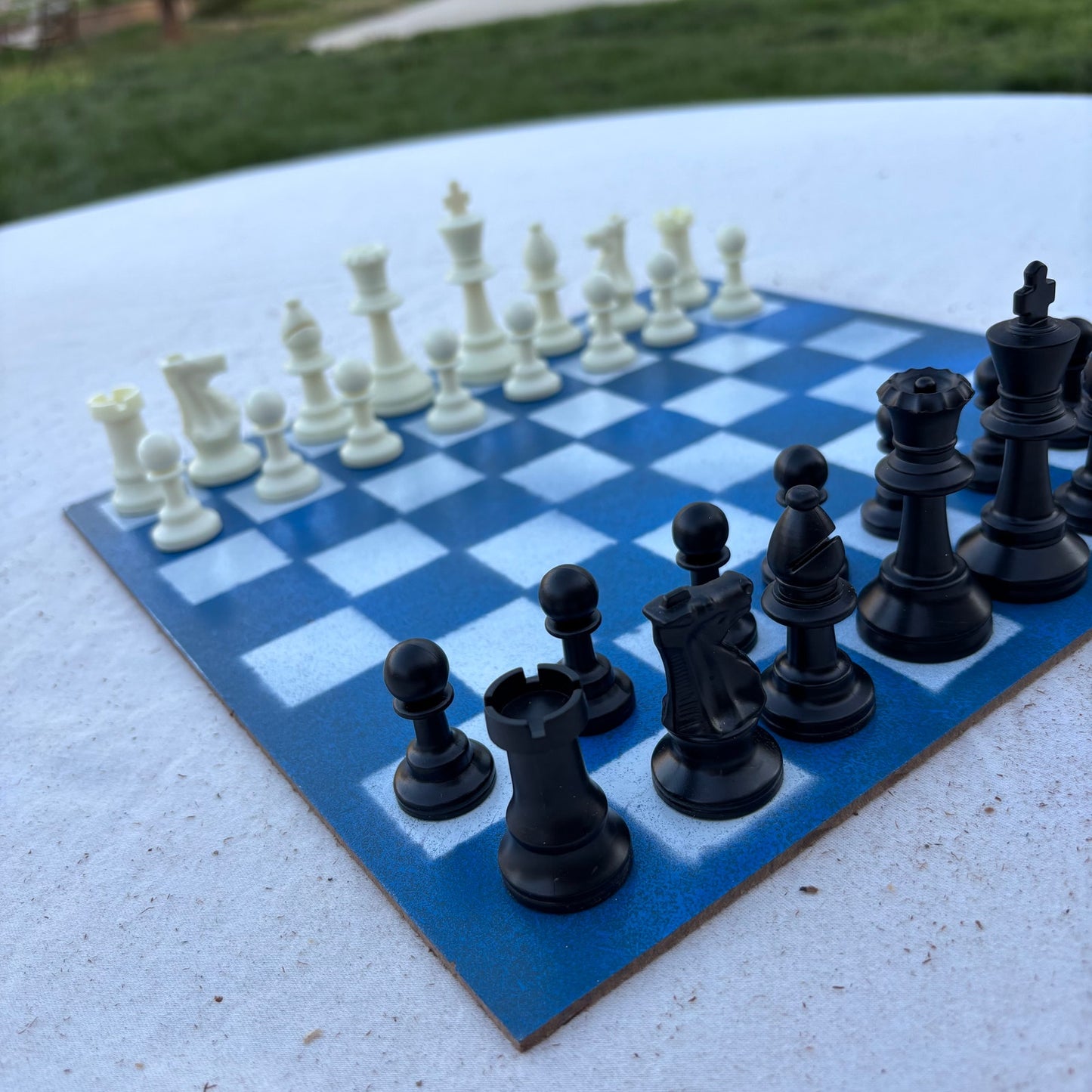 Simple Blue - Painted Chess Set