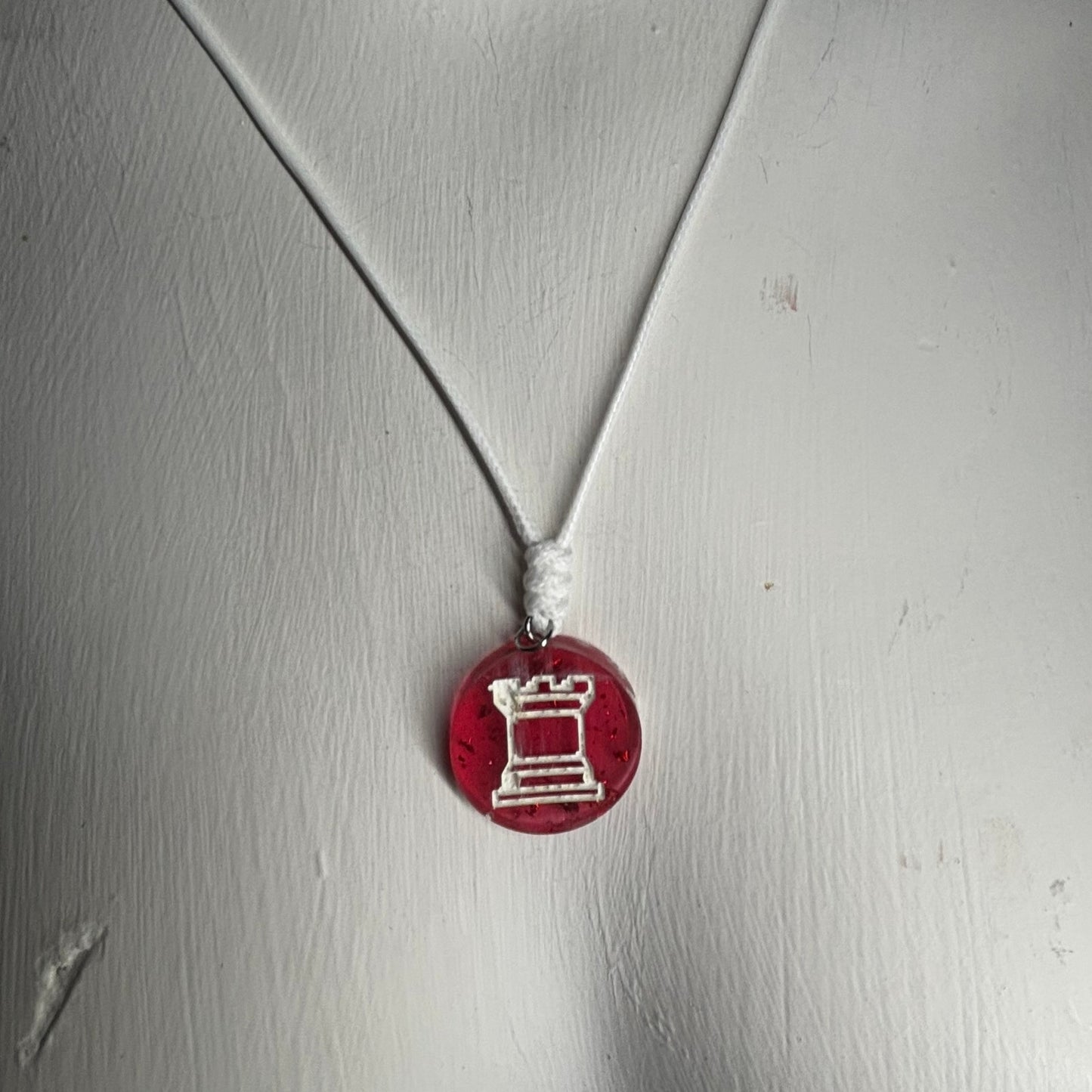Candy Red Rook - Handmade Resin Chess Necklace