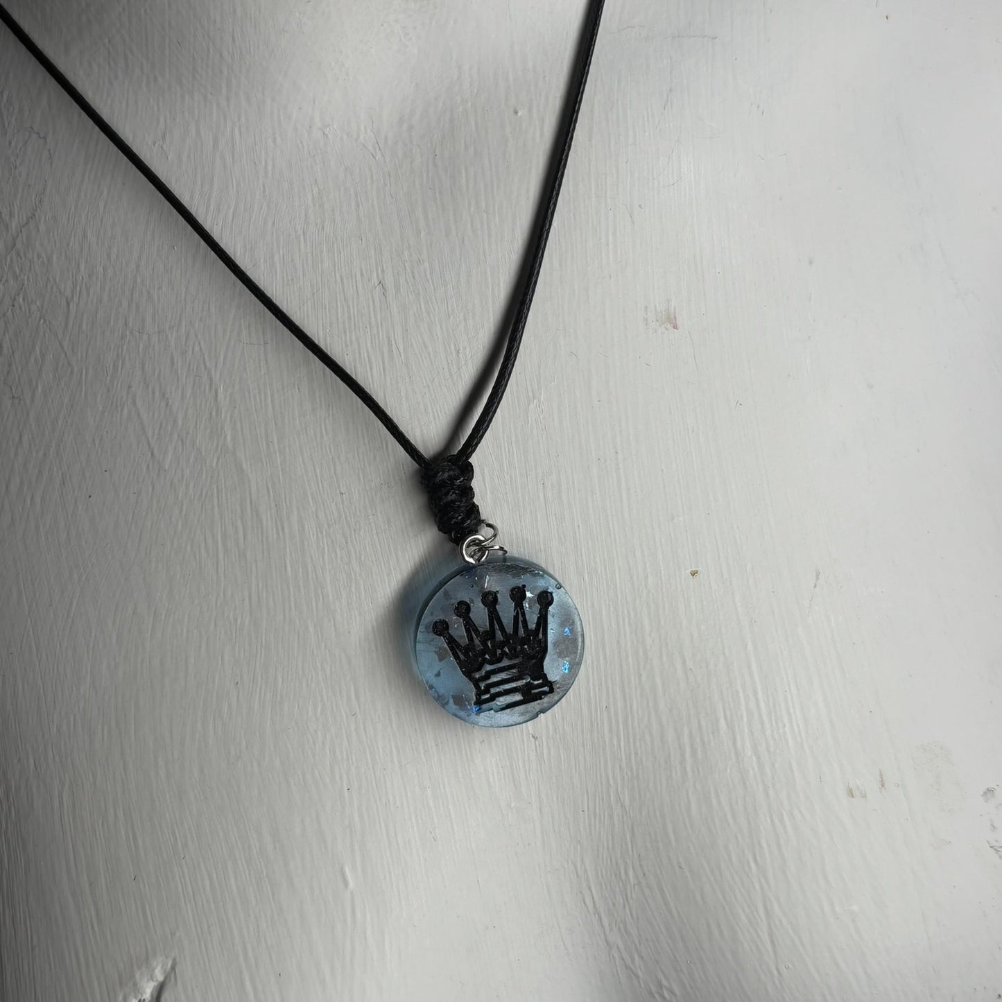 Translucent Blue Queen - Handmade Resin Chess Necklace