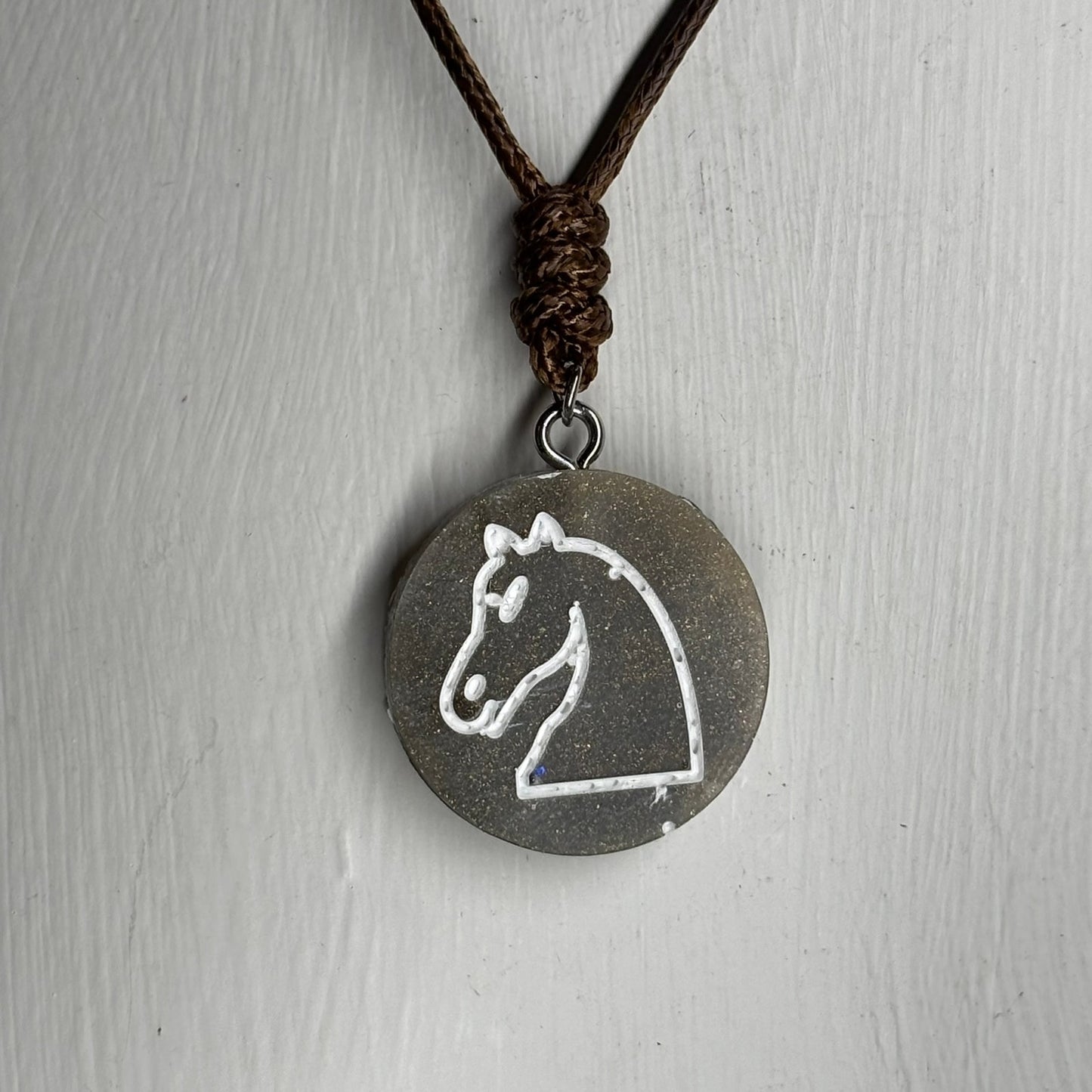 Hazel Green Knight - Handmade Resin Chess Necklace