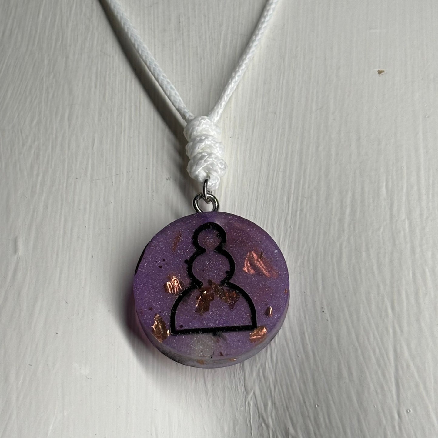Iced Purple Pawn - Handmade Resin Chess Necklace