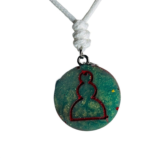 🎁 Aqua Green Pawn - Handmade Resin Chess Necklace (100% off)