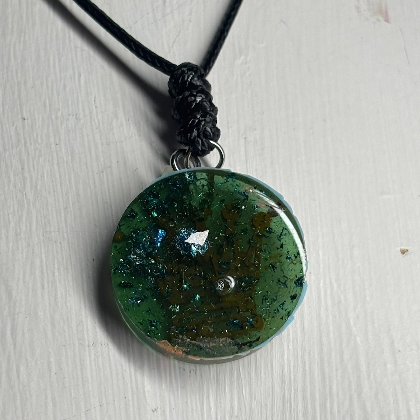 Green Crystal Orange Queen - Handmade Resin Chess Necklace