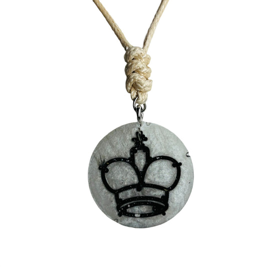 Classic Gray King - Handmade Resin Chess Necklace