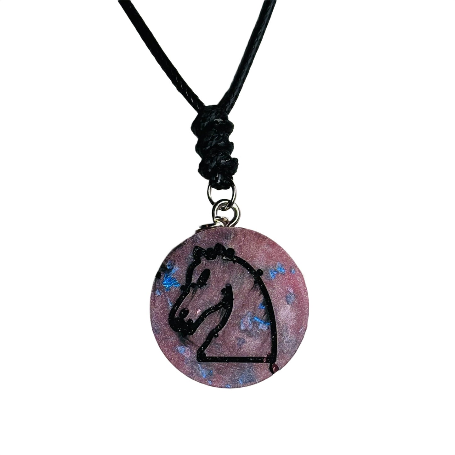 Crystal Purple Knight - Handmade Resin Chess Necklace