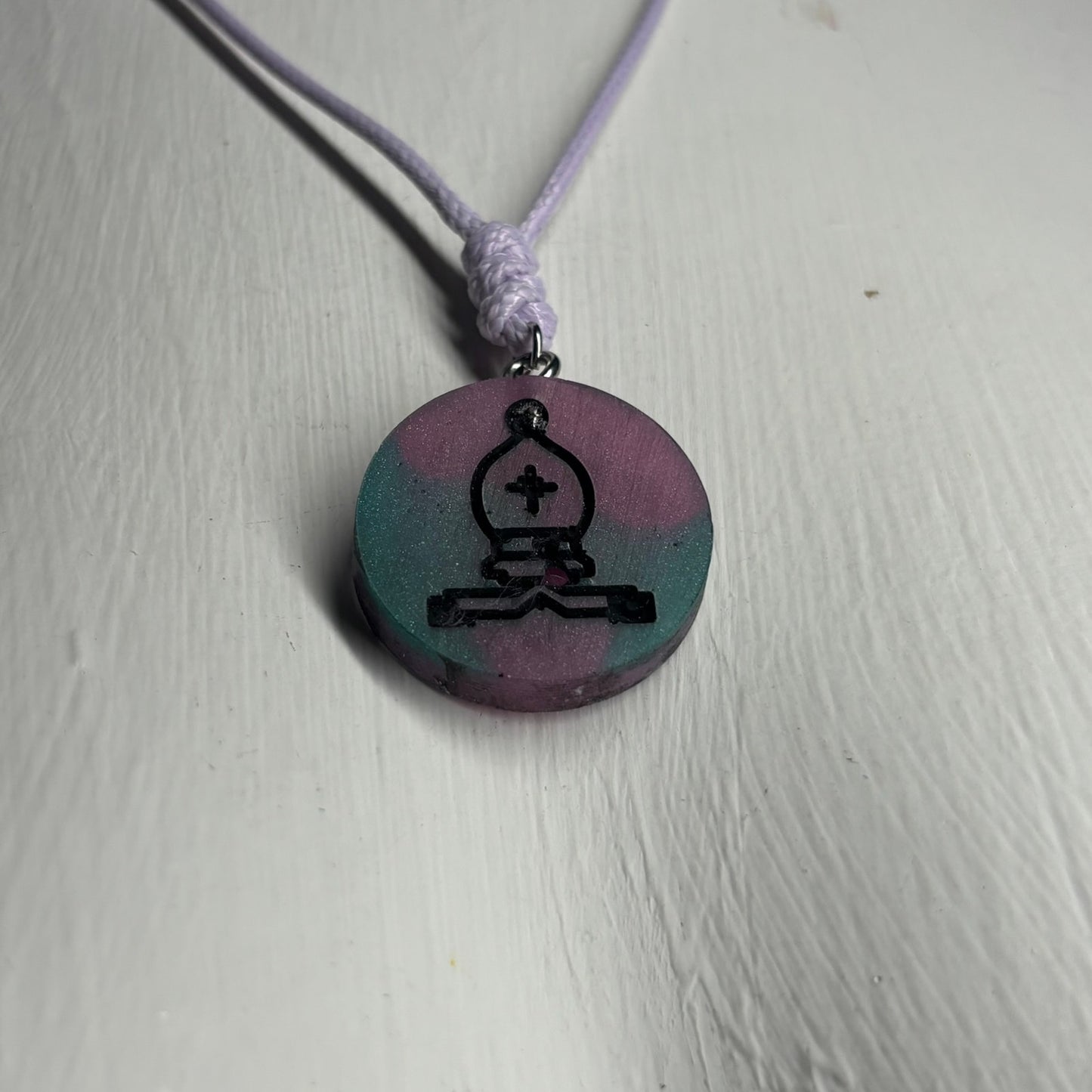 Purple Swindle Bishop - Handmade Resin Chess Necklace