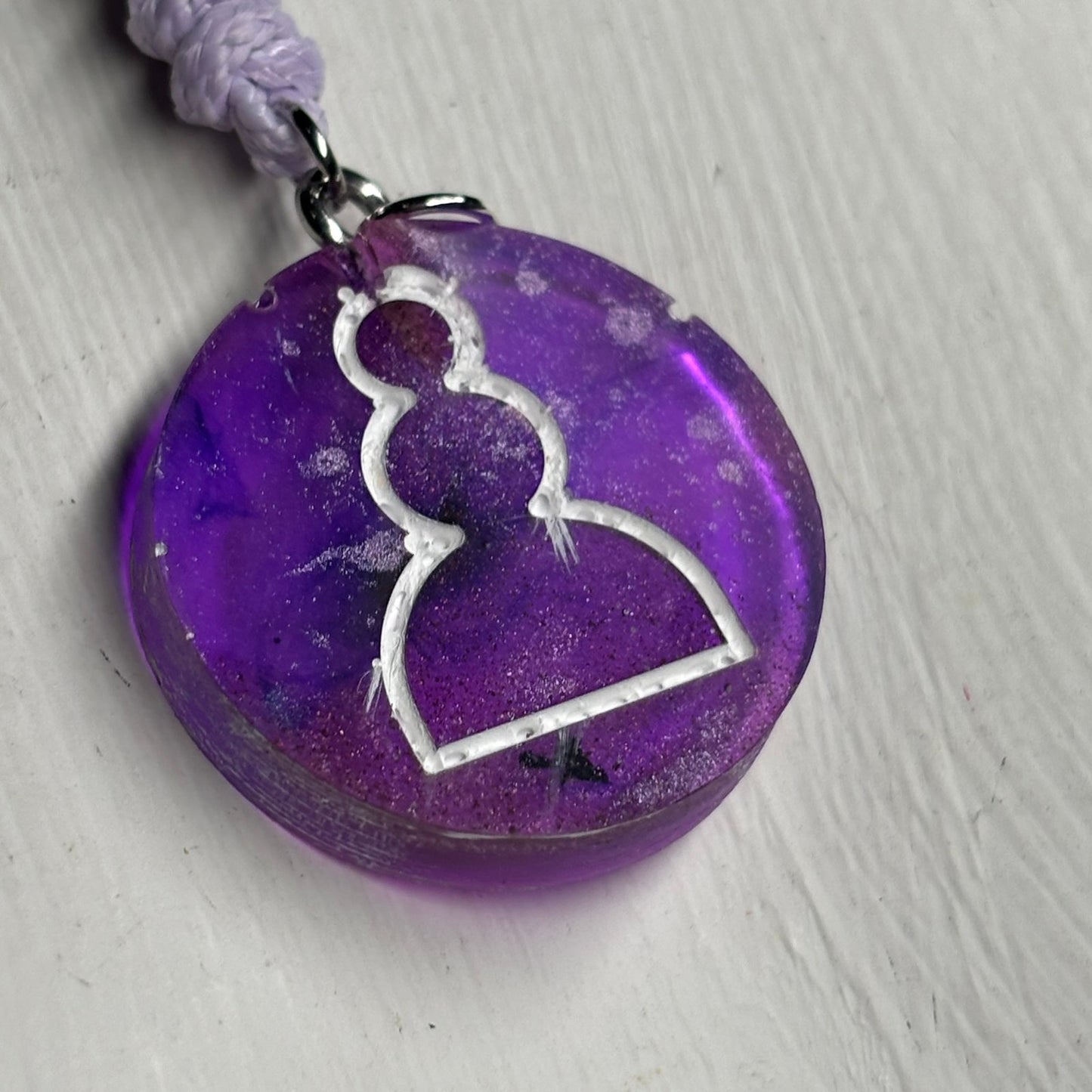 Purple Resin Pawn - Handmade Resin Chess Necklace