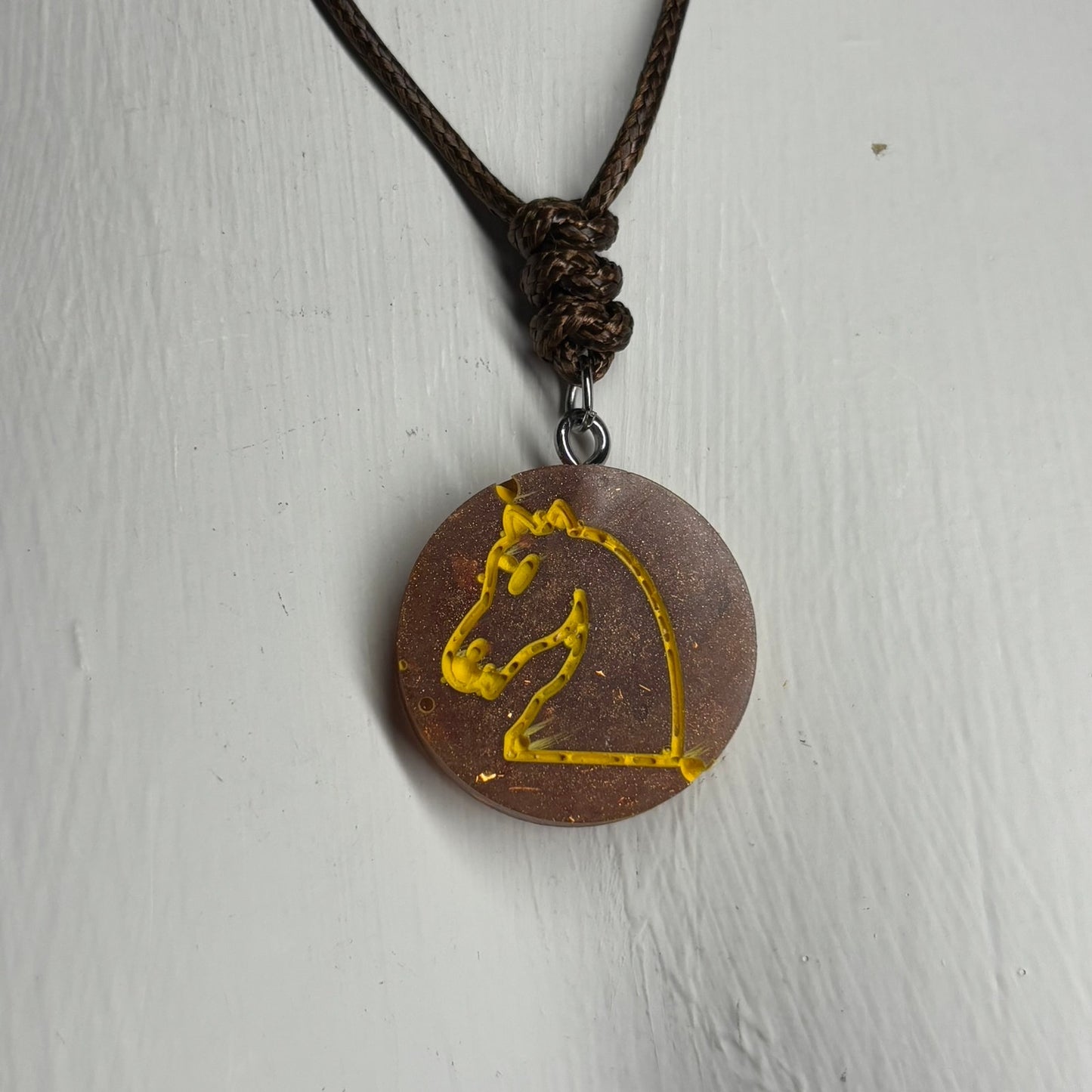 Rusted Brown Knight - Handmade Resin Chess Necklace
