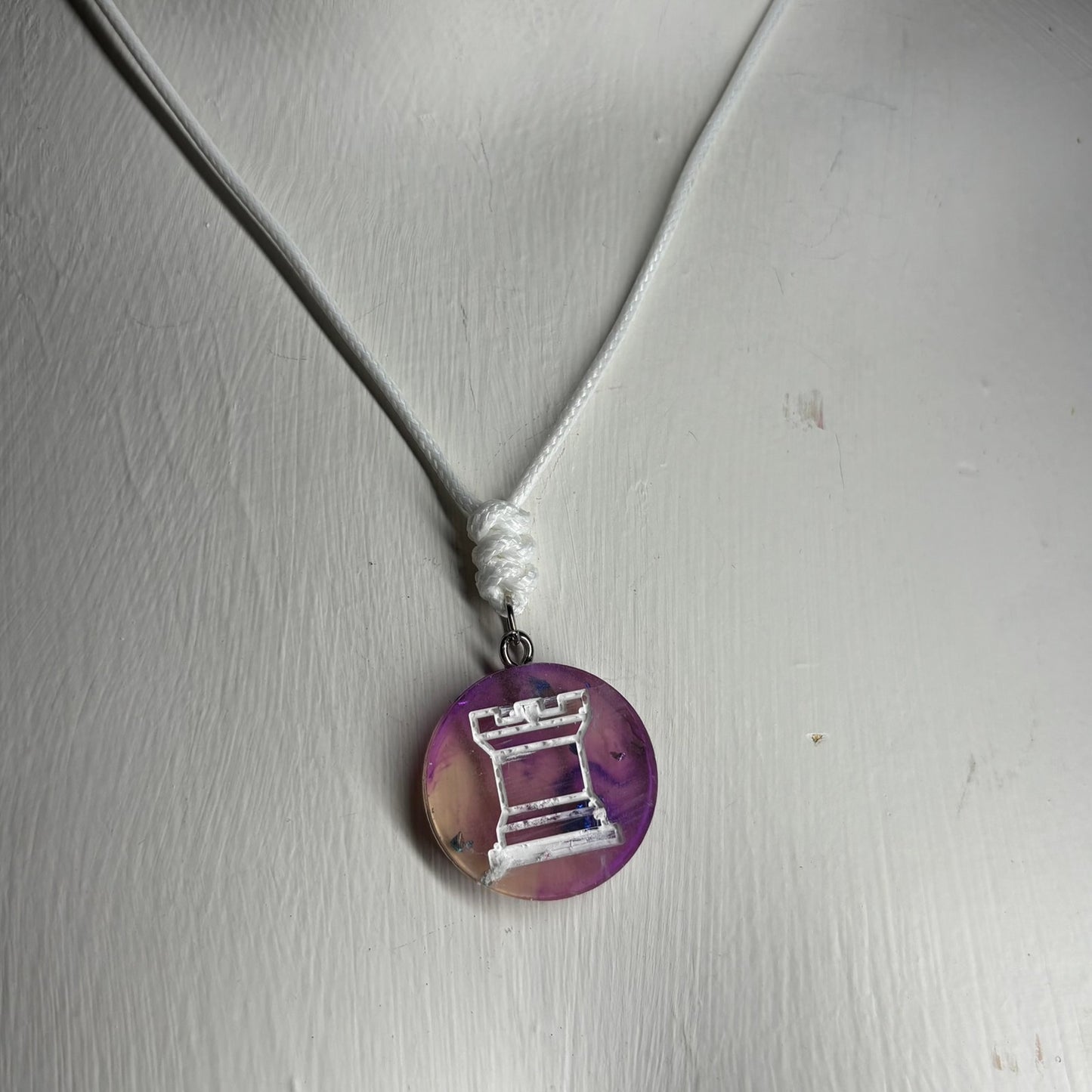 Purple Swirl Rook - Handmade Resin Chess Necklace
