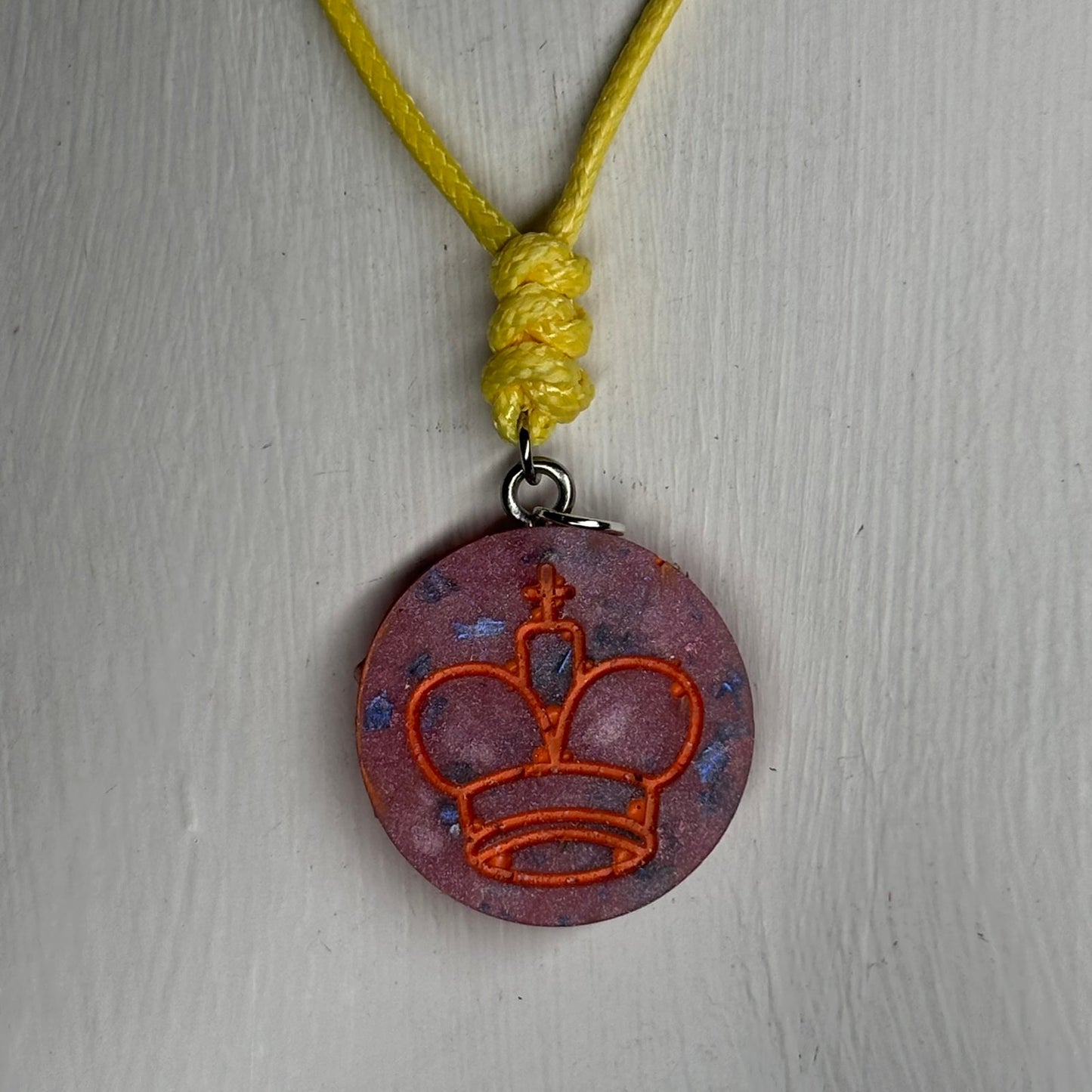 Purple Orange King - Handmade Resin Chess Necklace