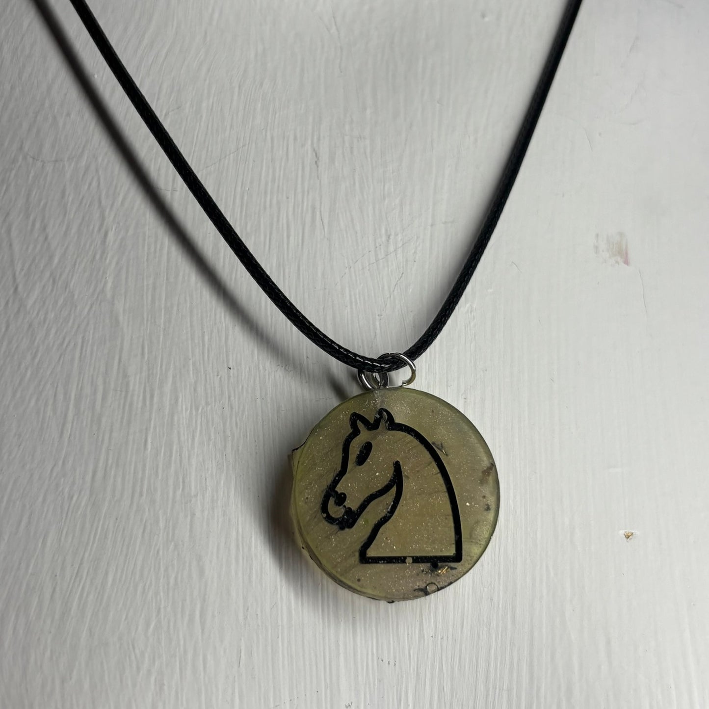 Dark Yellow Knight - Handmade Resin Chess Necklace