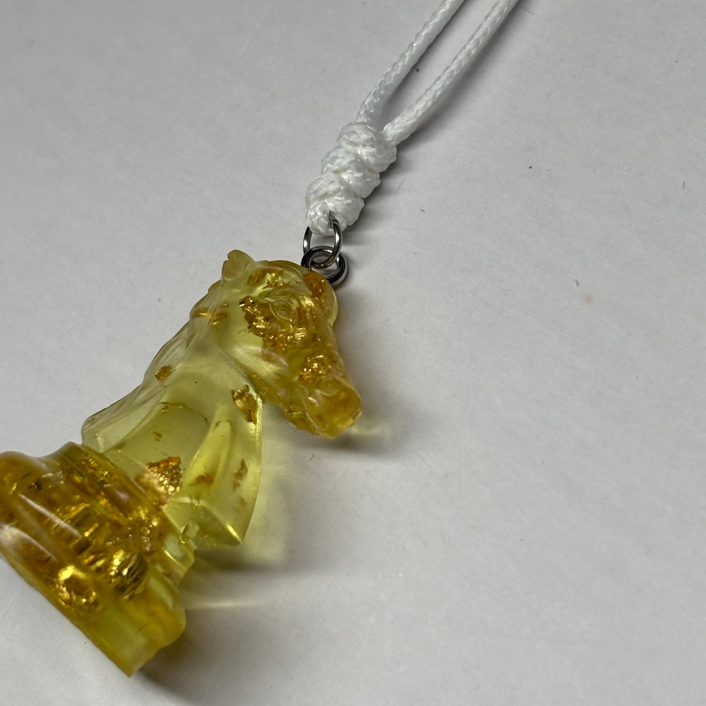 Yellow Crystal Knight - Handmade Resin Chess Necklace
