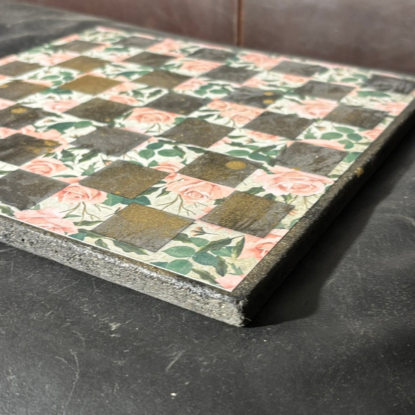 Pink Roses - Scrapbook Chess Board