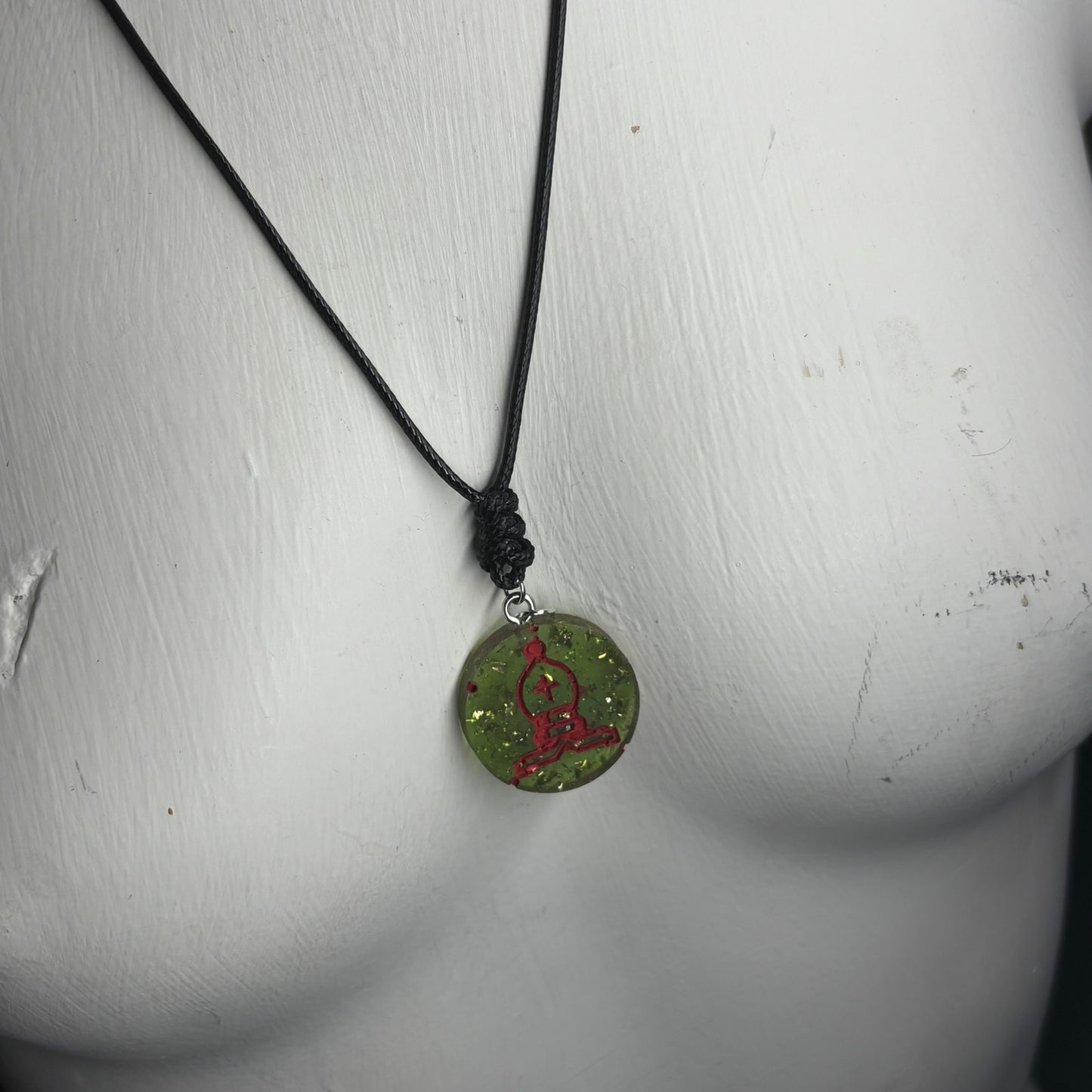 Crystal Green Bishop - Handmade Resin Chess Necklace