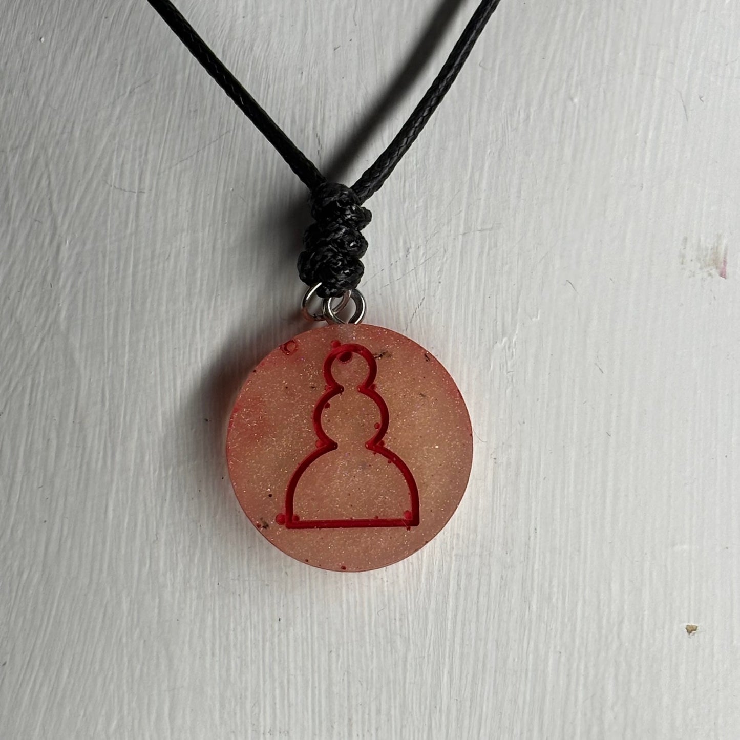 Smudge Red Pawn - Handmade Resin Chess Necklace