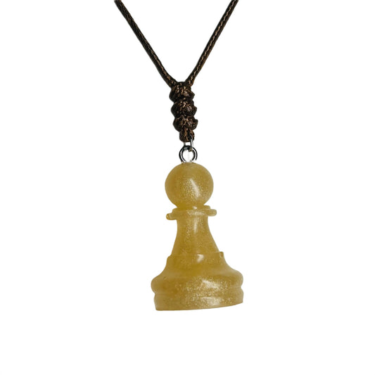 Vintage Yellow Pawn- Handmade Resin Chess Necklace
