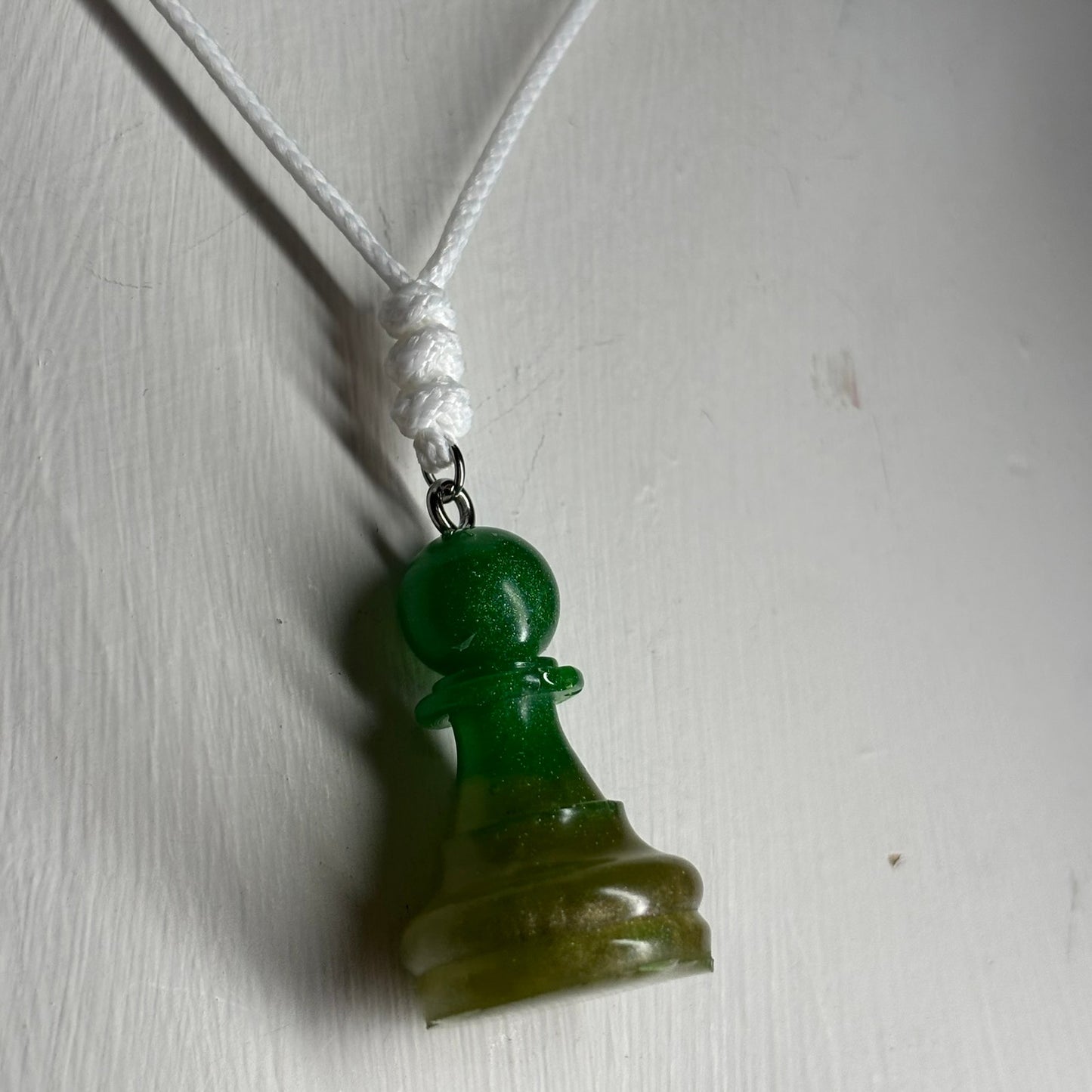 Simple Green Pawn - Handmade Resin Chess Necklace