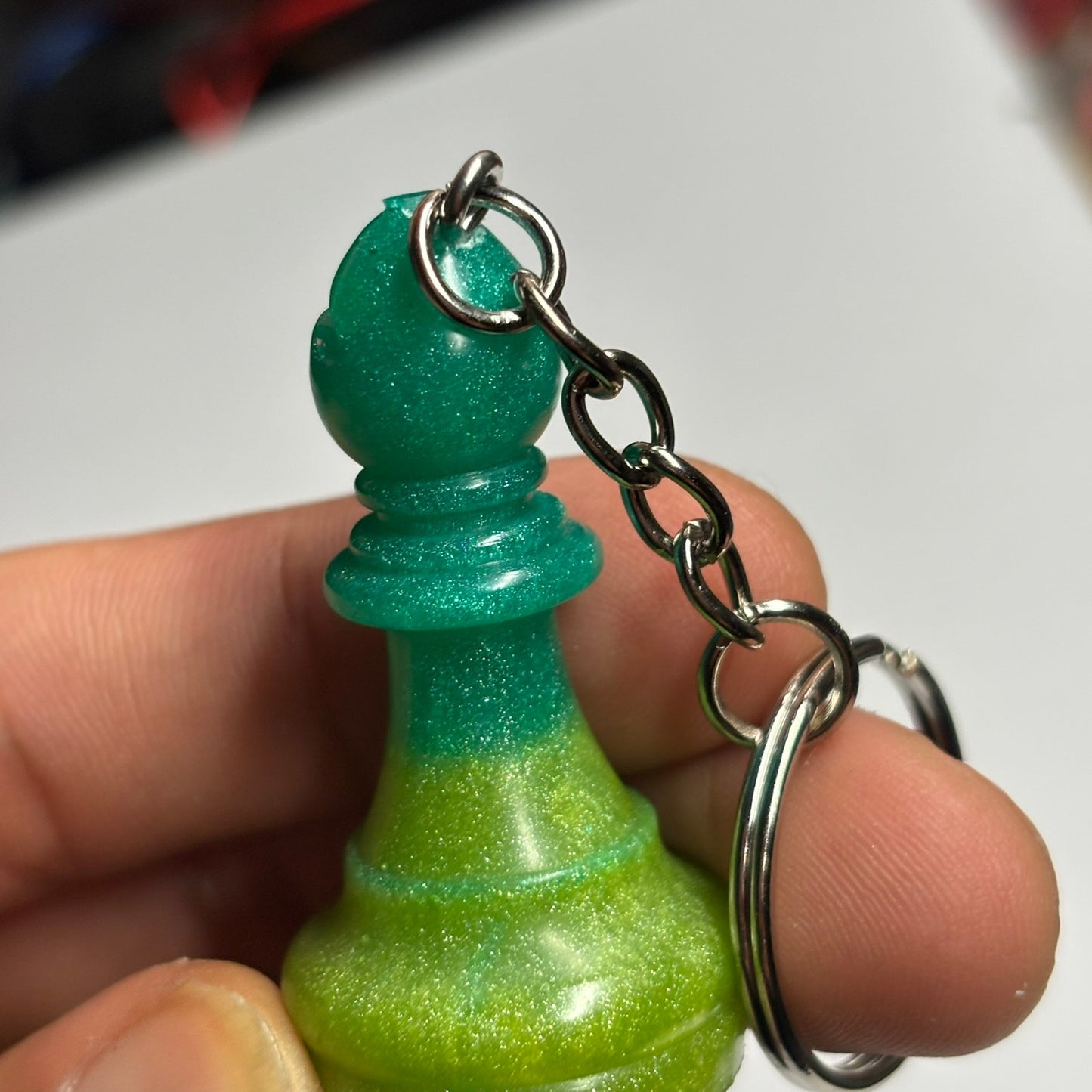 Two Toned Green - Handmade Resin Keychain