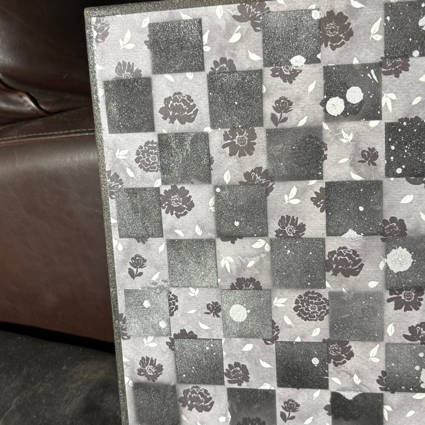 Black Ice Flowers - Scrapbook Chess Board