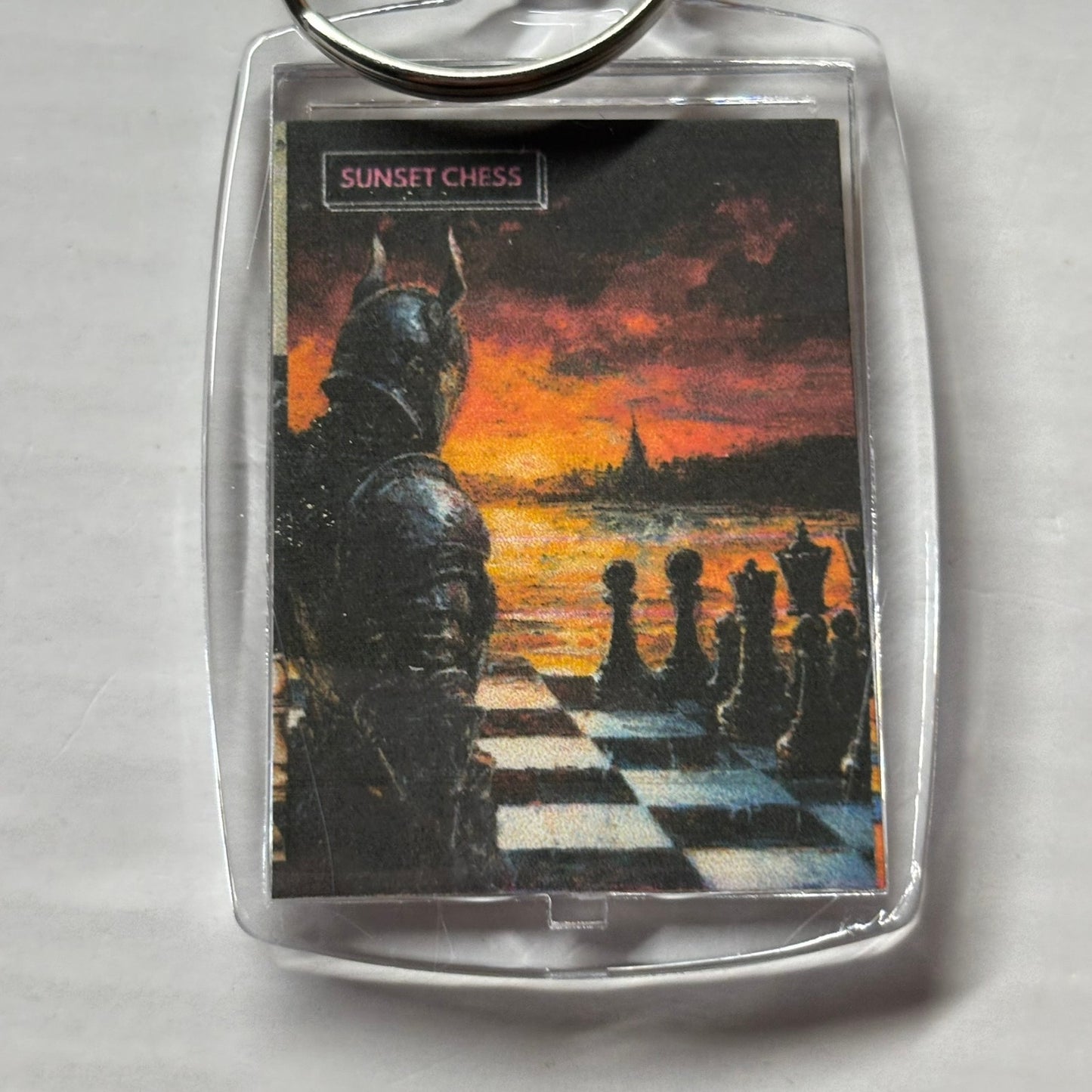 The Sunset - Chess  Photo Keychain