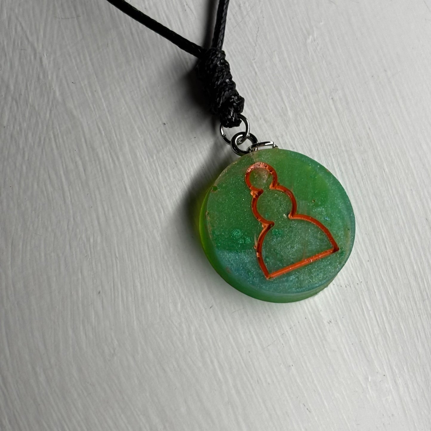 Green Pawn - Handmade Resin Chess Necklace
