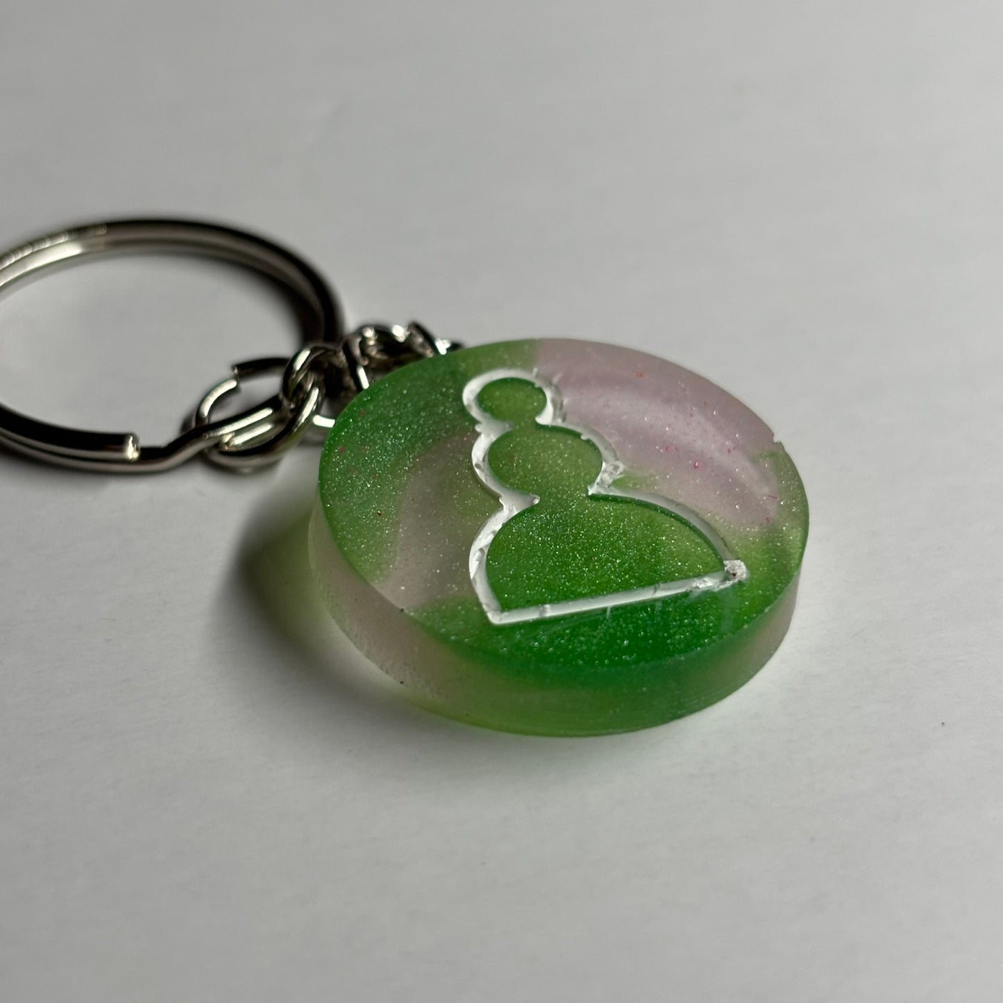 Green Pink Pawn - Handmade Resin Keychain
