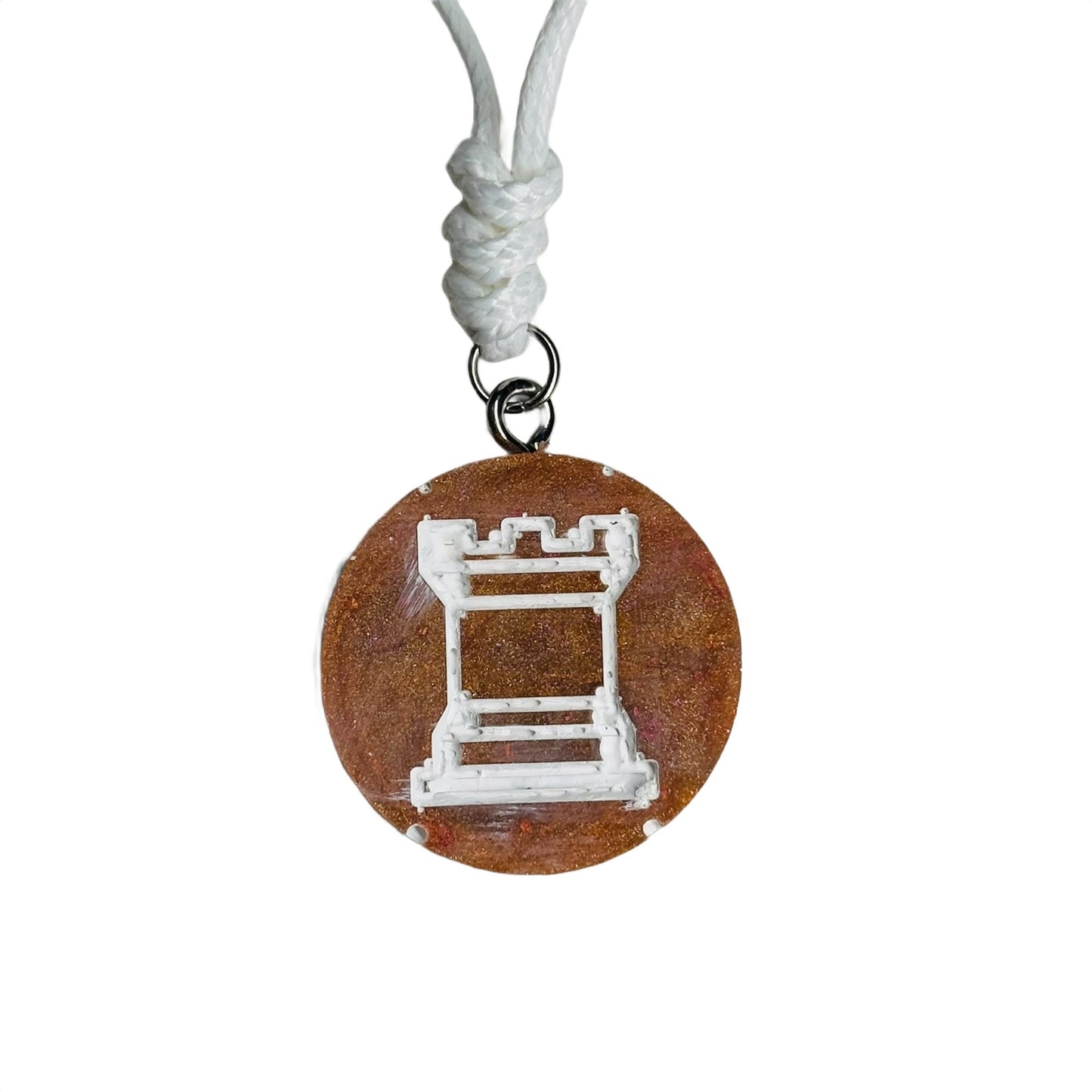 Cream Brown Rook - Handmade Resin Chess Necklace