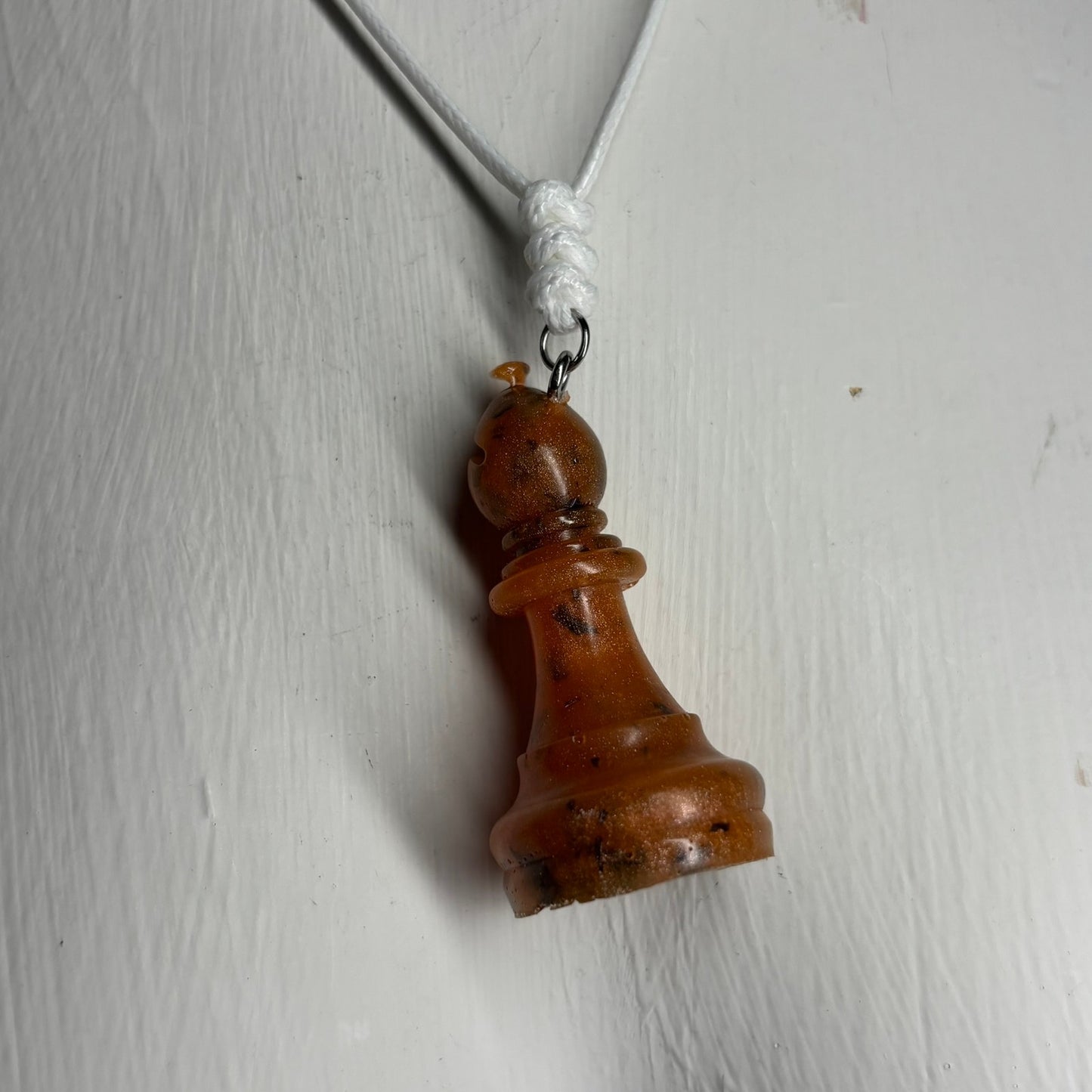 Orange Purple Bishop - Handmade Resin Chess Necklace