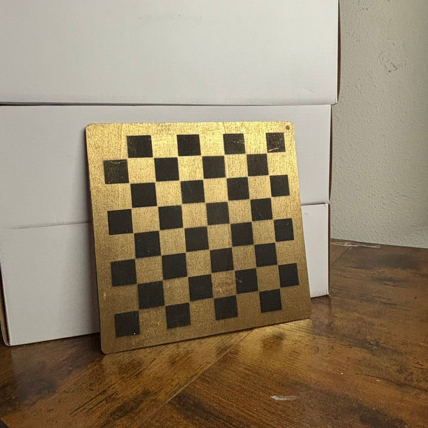 Black & Gold - Painted Thin Wooden Chess Board