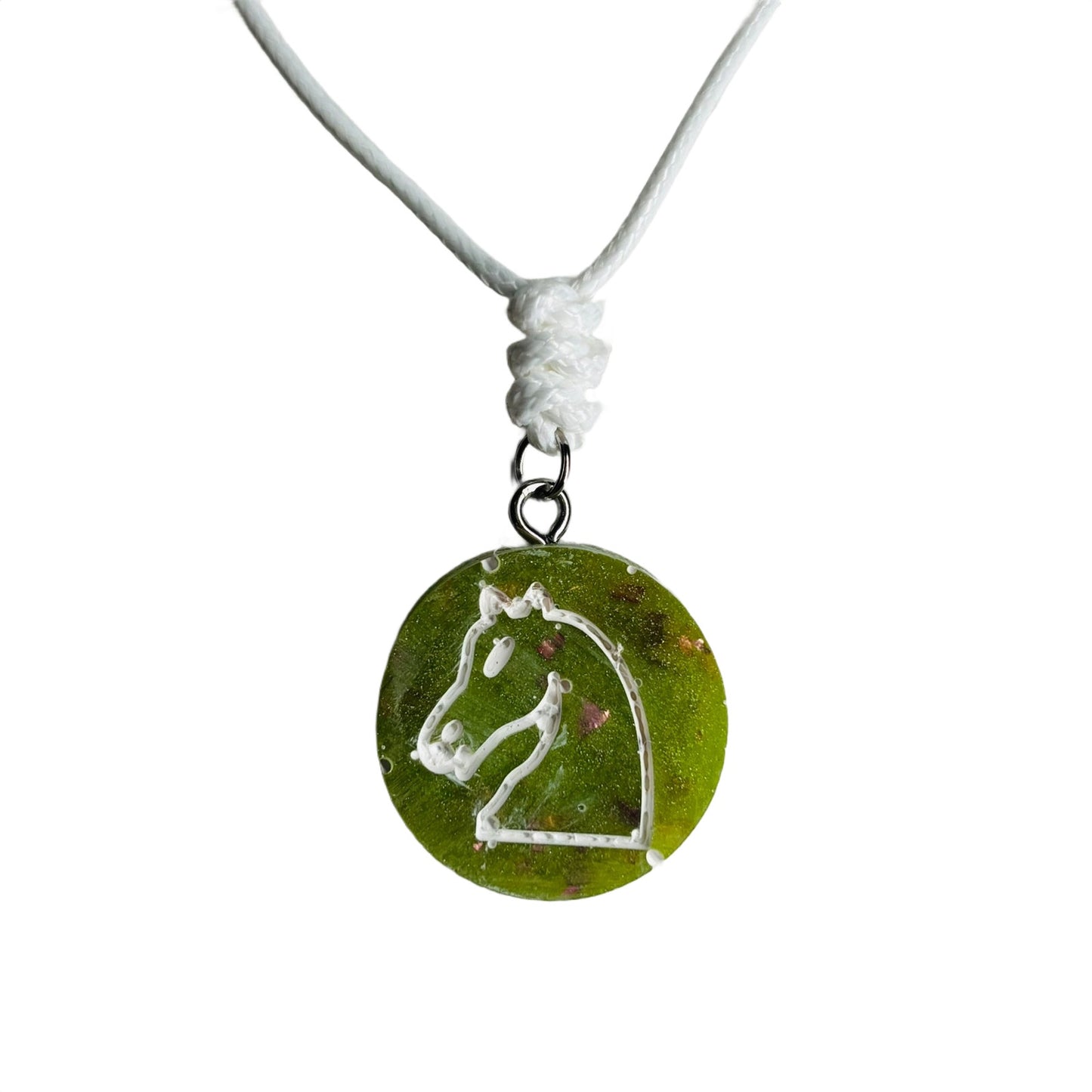 Clean Green Knight - Handmade Resin Chess Necklace