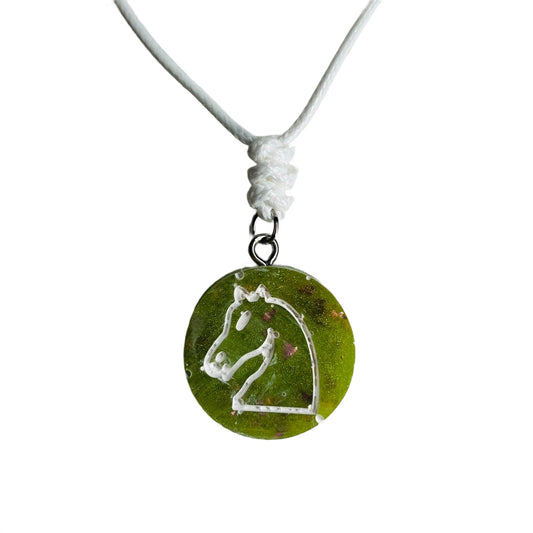 Clean Green Knight - Handmade Resin Chess Necklace