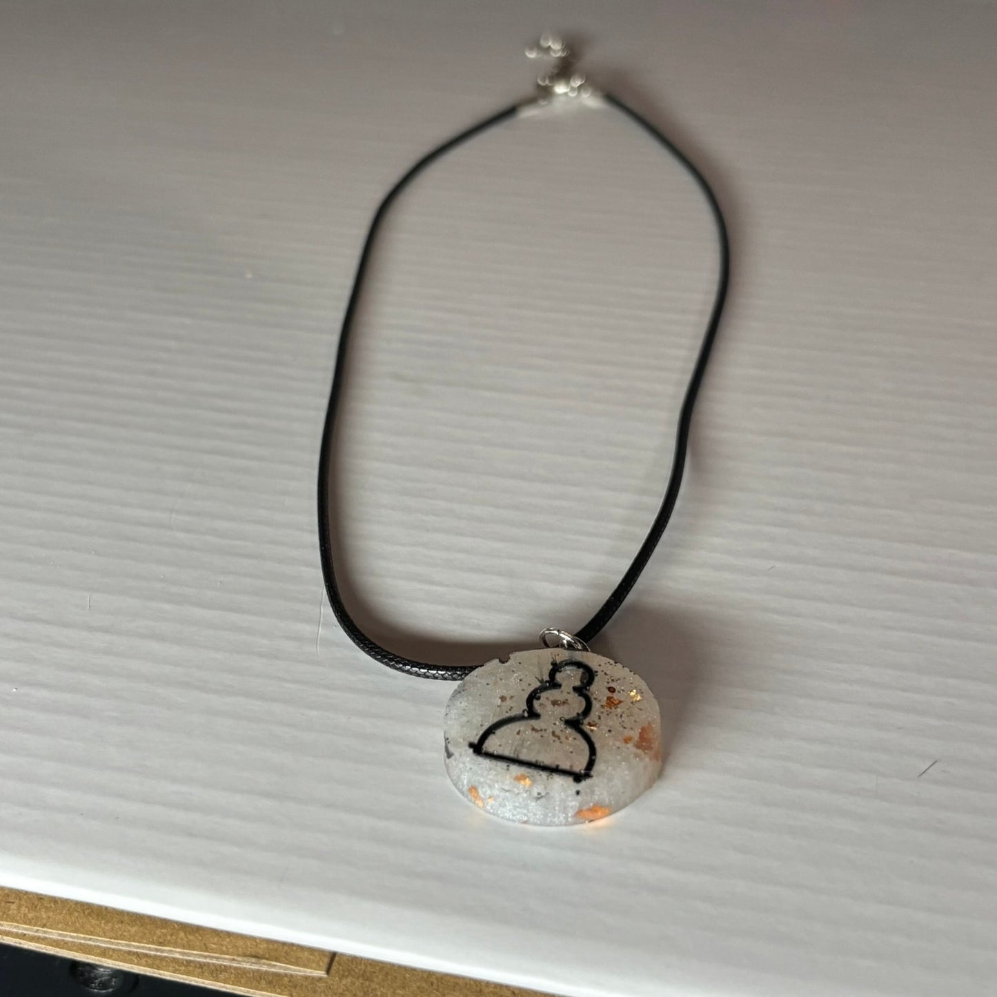 Golden White Pawn - Handmade Resin Chess Necklace