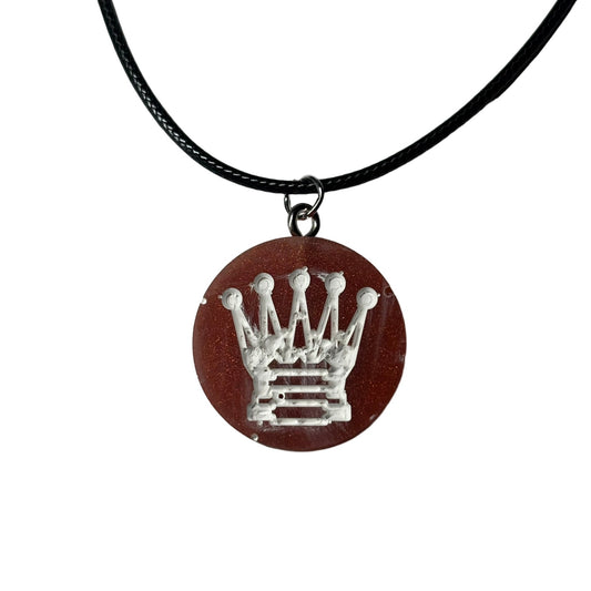 Orange/Red Queen - Handmade Resin Chess Necklace