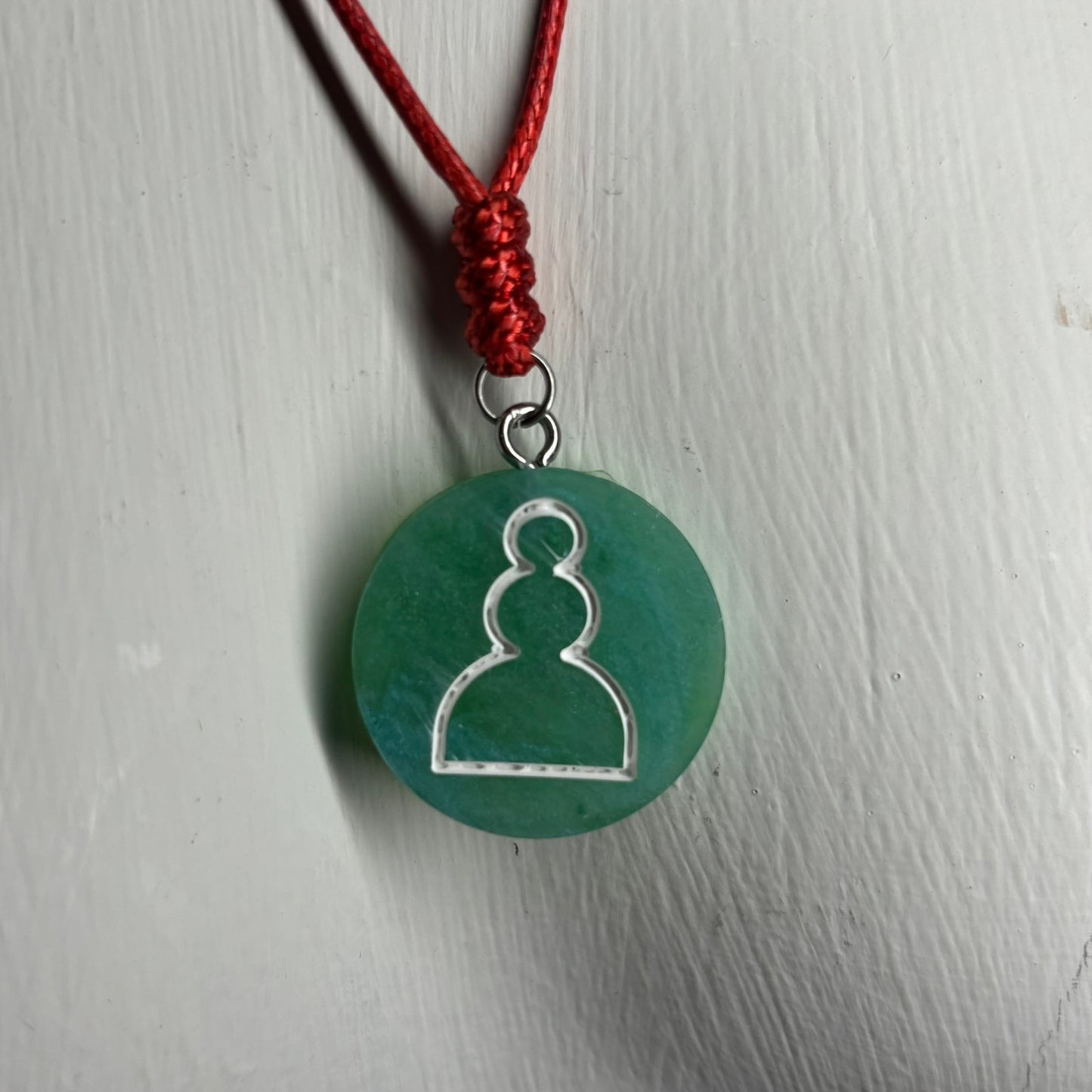 Mint Green Pawn - Handmade Resin Chess Necklace