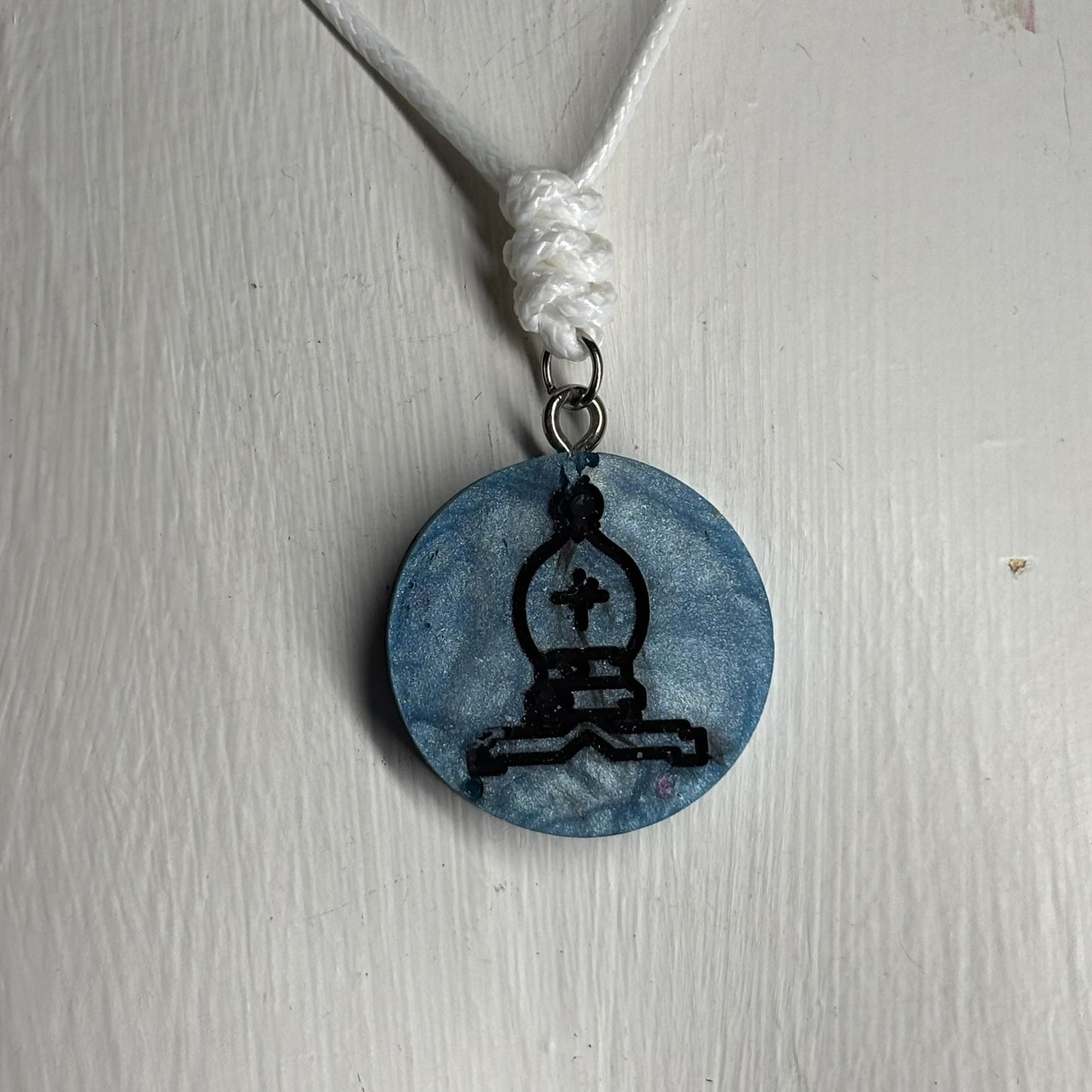 Blue Bishop - Handmade Resin Chess Necklace