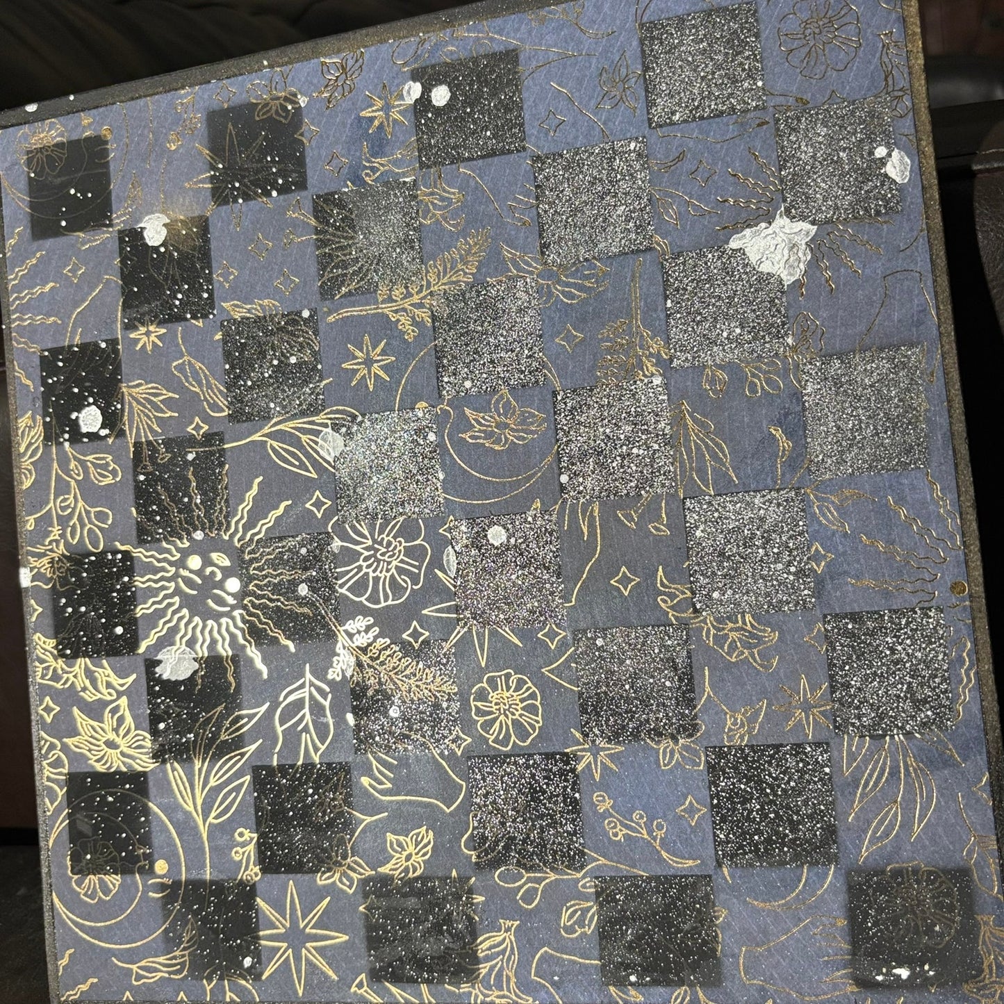 Dark Blue Golden Linings - Scrapbook Chess Board