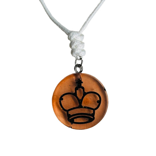 Translucent Orange King - Handmade Resin Chess Necklace