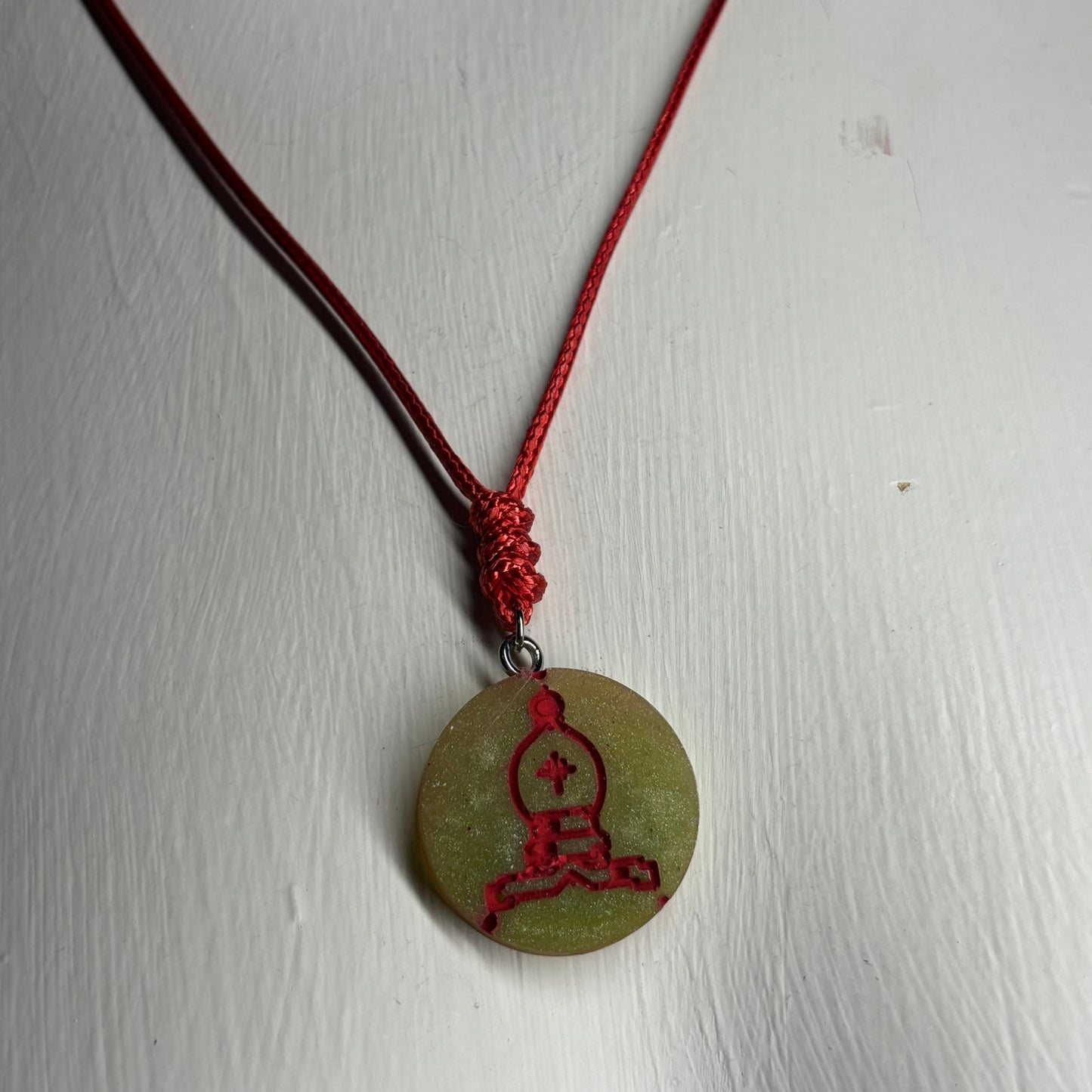 Grinch Colored Bishop - Handmade Resin Chess Necklace